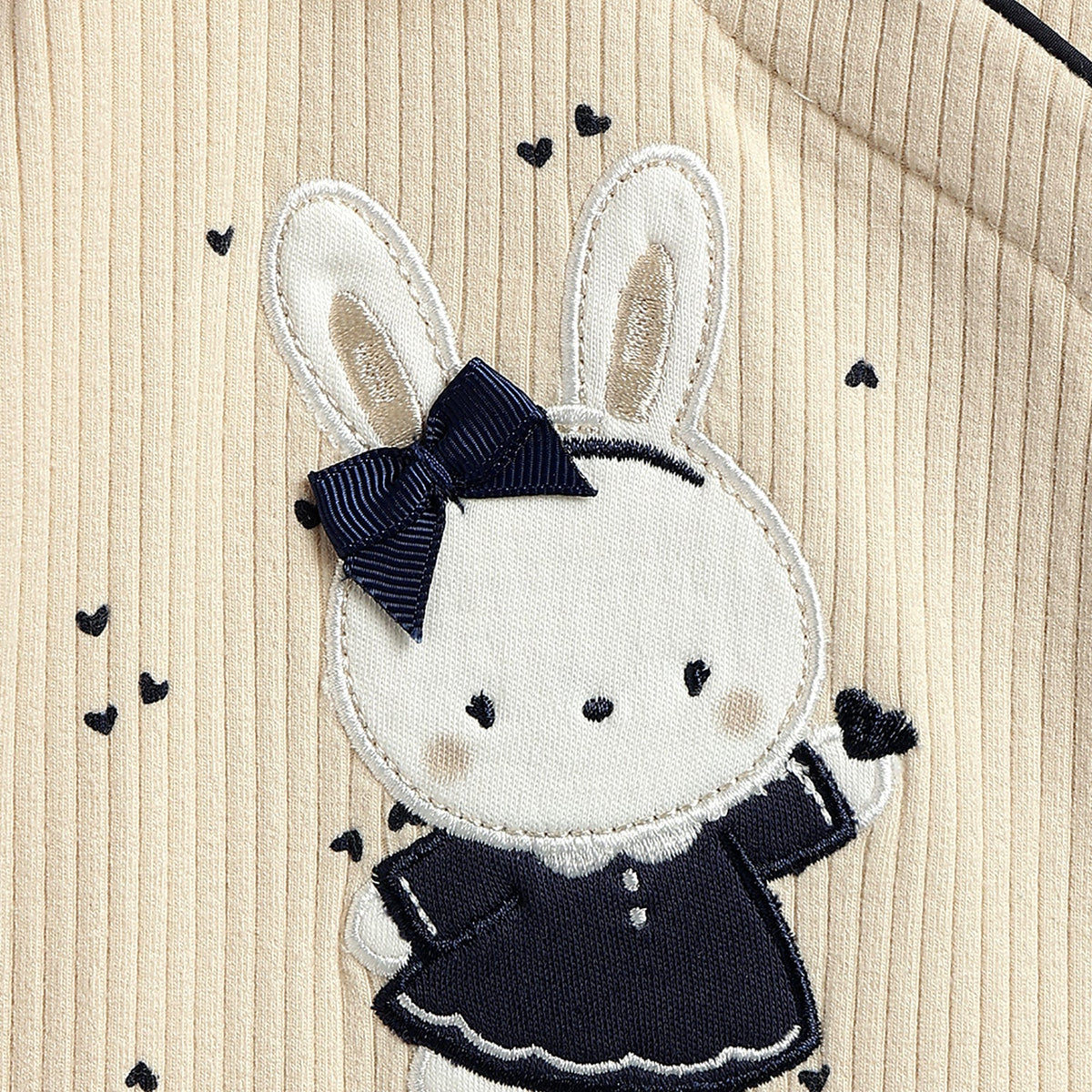 Girls Beige Heart Cotton Romper