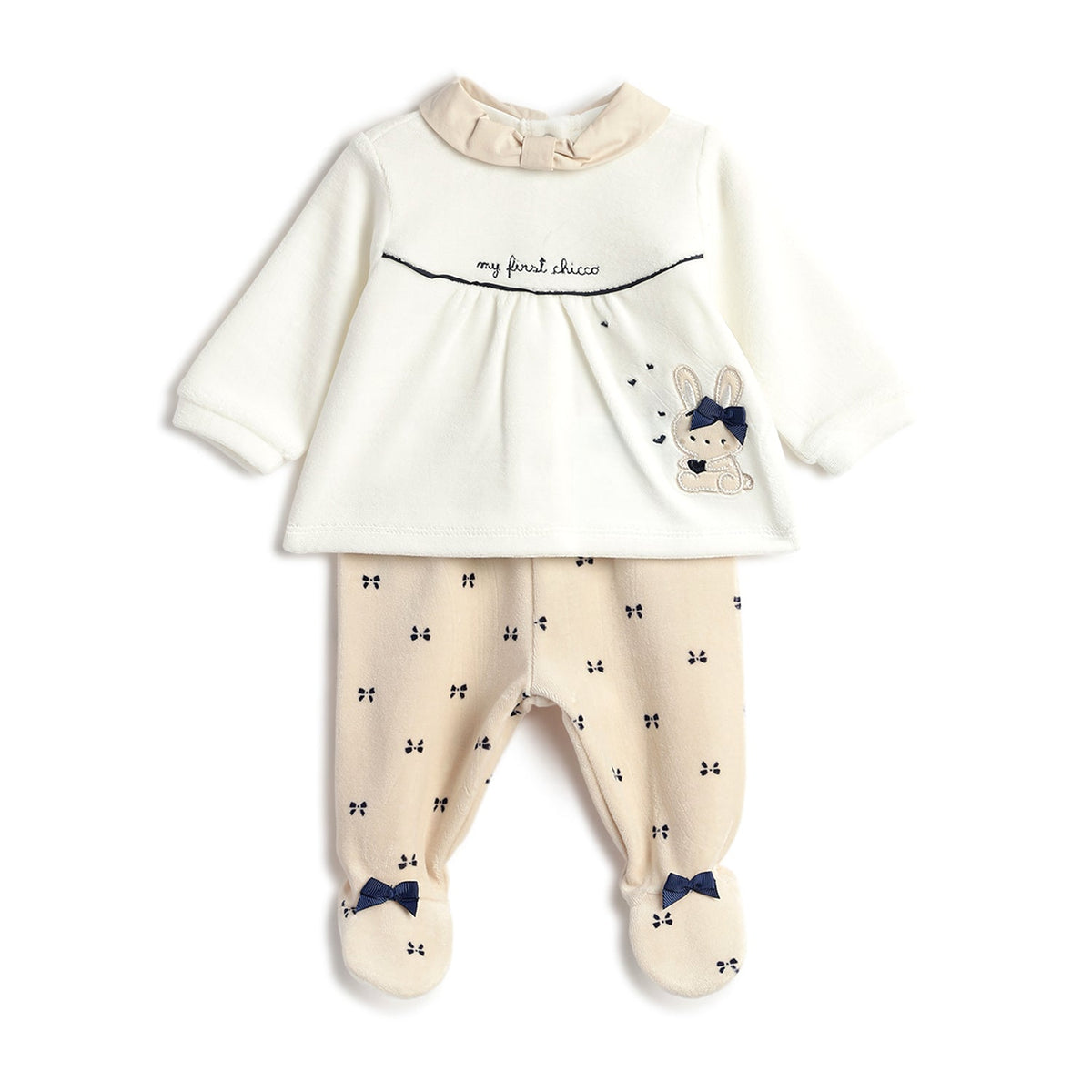 Girls White Embellished Chenille Suit