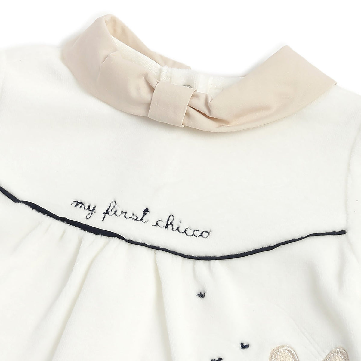 Girls White Embellished Chenille Suit