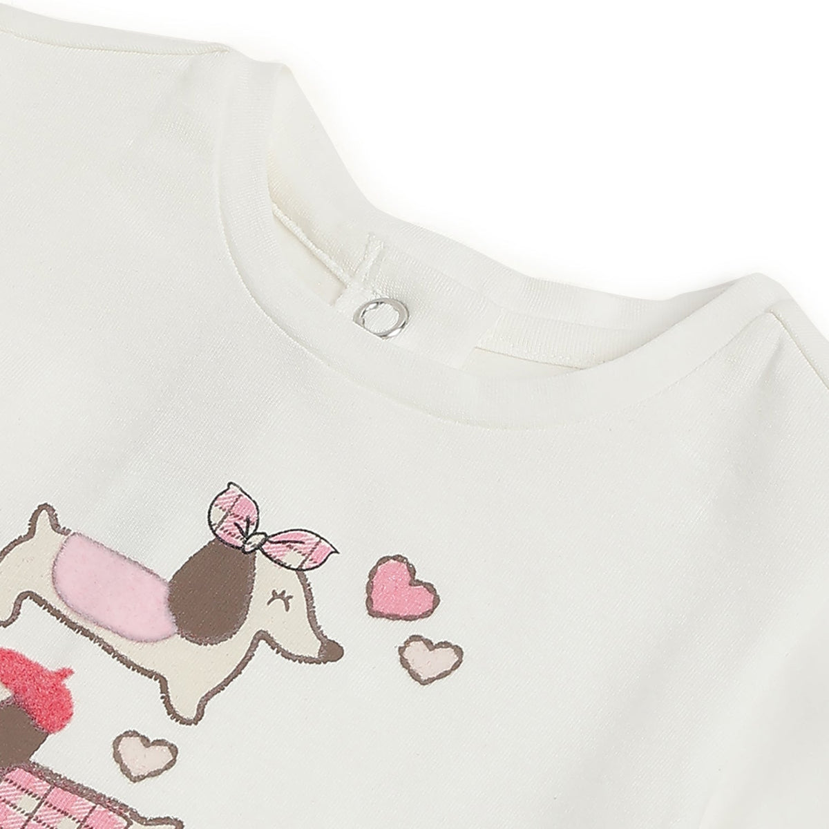 Girls White Dachshund Stretch Jersey T-Shirt