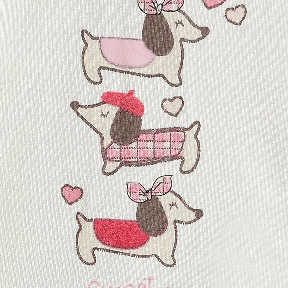 Girls White Dachshund Stretch Jersey T-Shirt