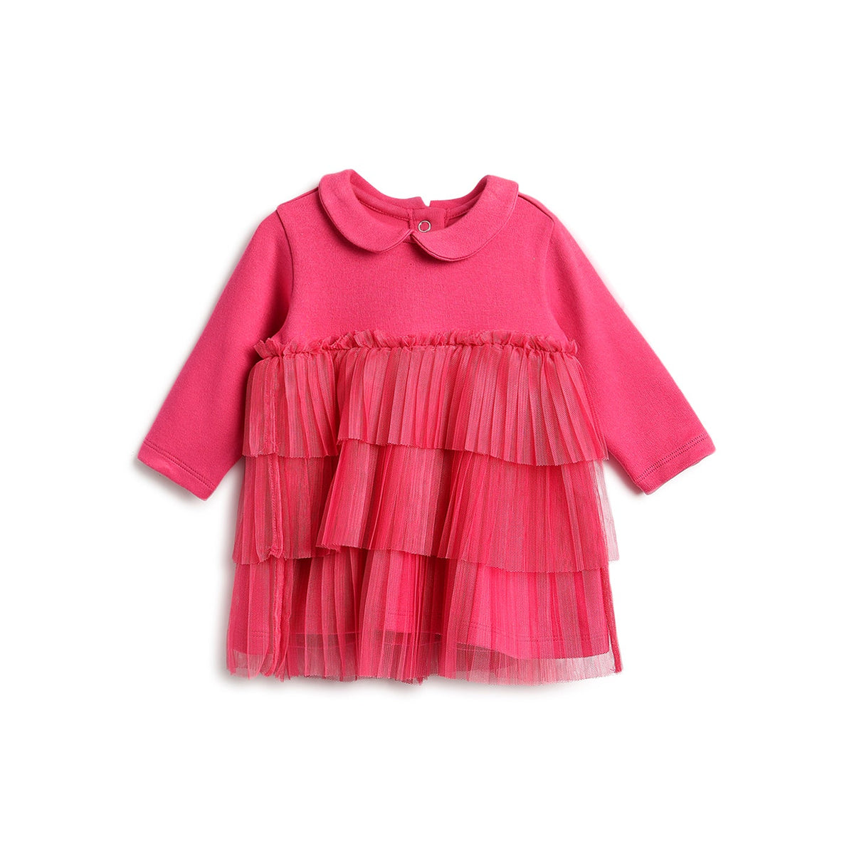 Girls Pink Stretch Interlock Dress
