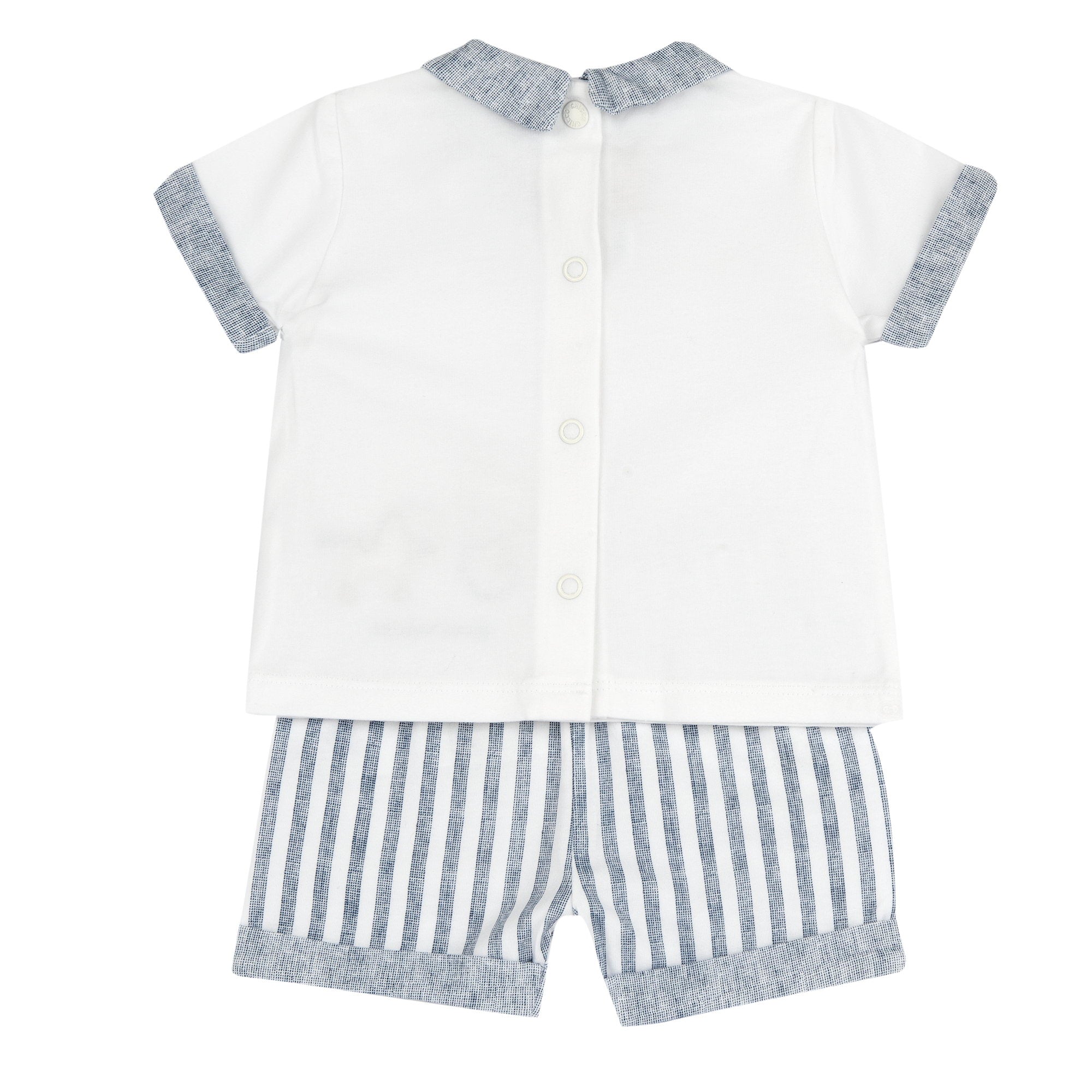 Boys Medium Light Blue Embroidered Polo T-Shirt and Shorts Set