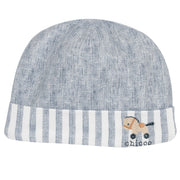 Boys Medium Light Blue Embroidered Cotton Stretch Hat