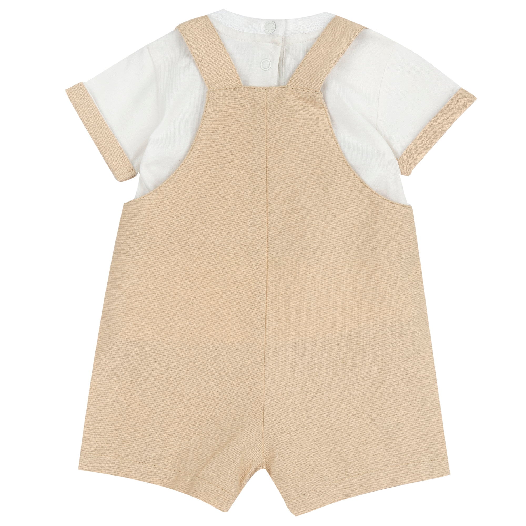 Boys Medium Natural Cotton T-Shirt and Short Overalls Set