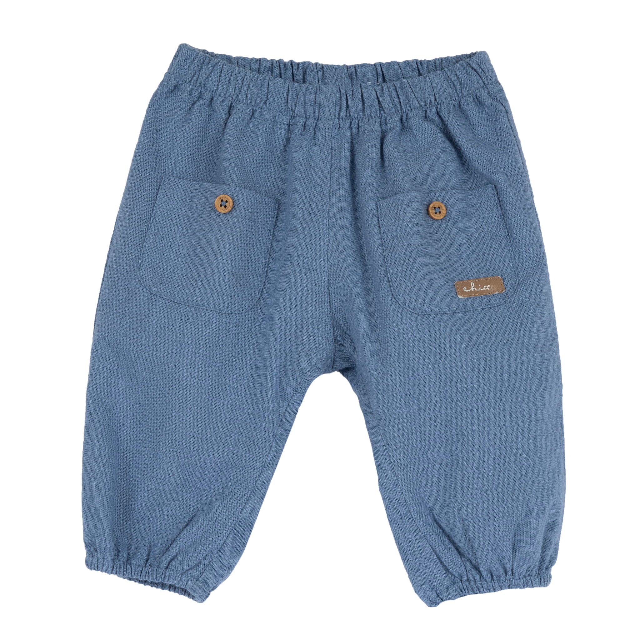 Boys Dark Light Blue Solid Cotton Long Trousers with Regular Fit