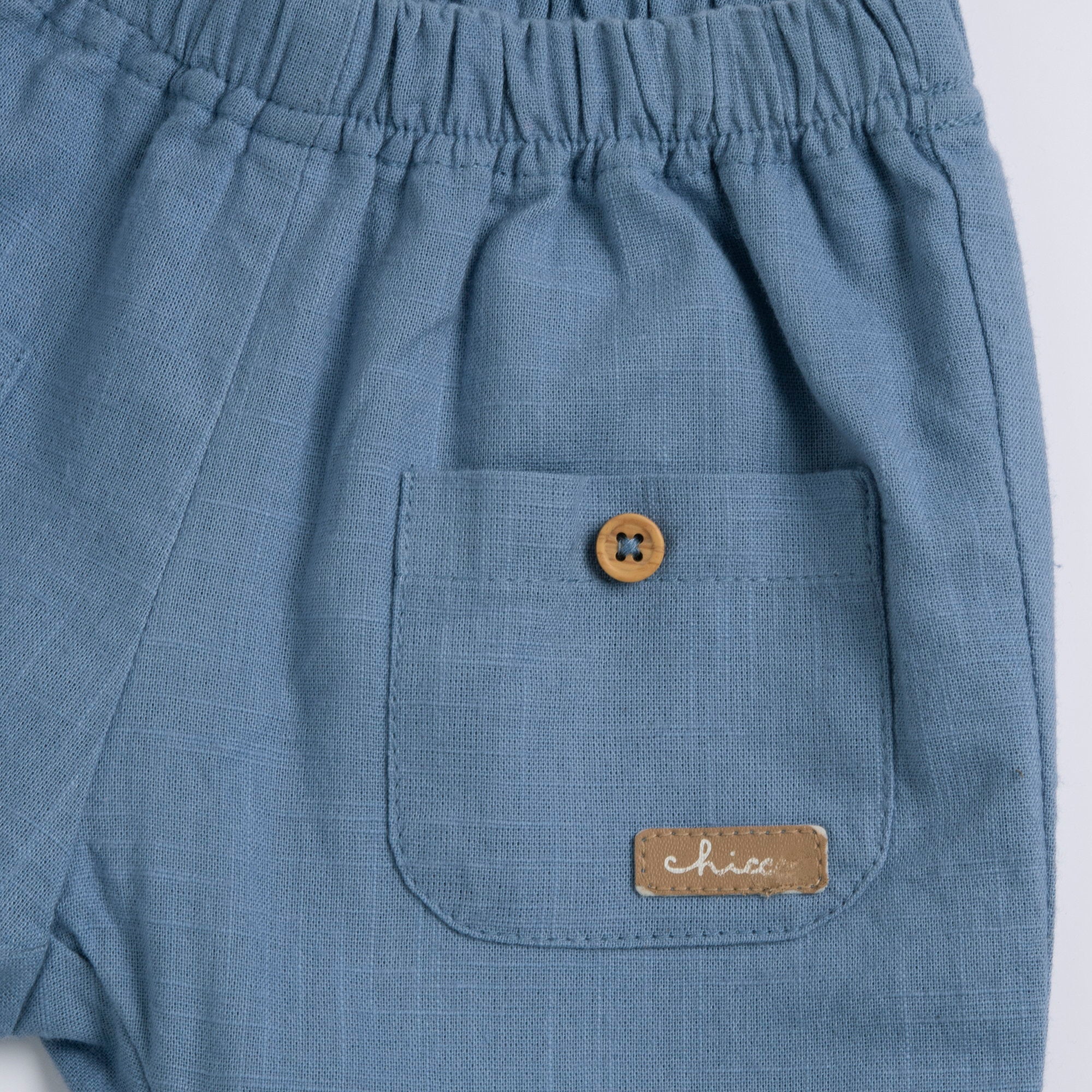 Boys Dark Light Blue Solid Cotton Long Trousers with Regular Fit