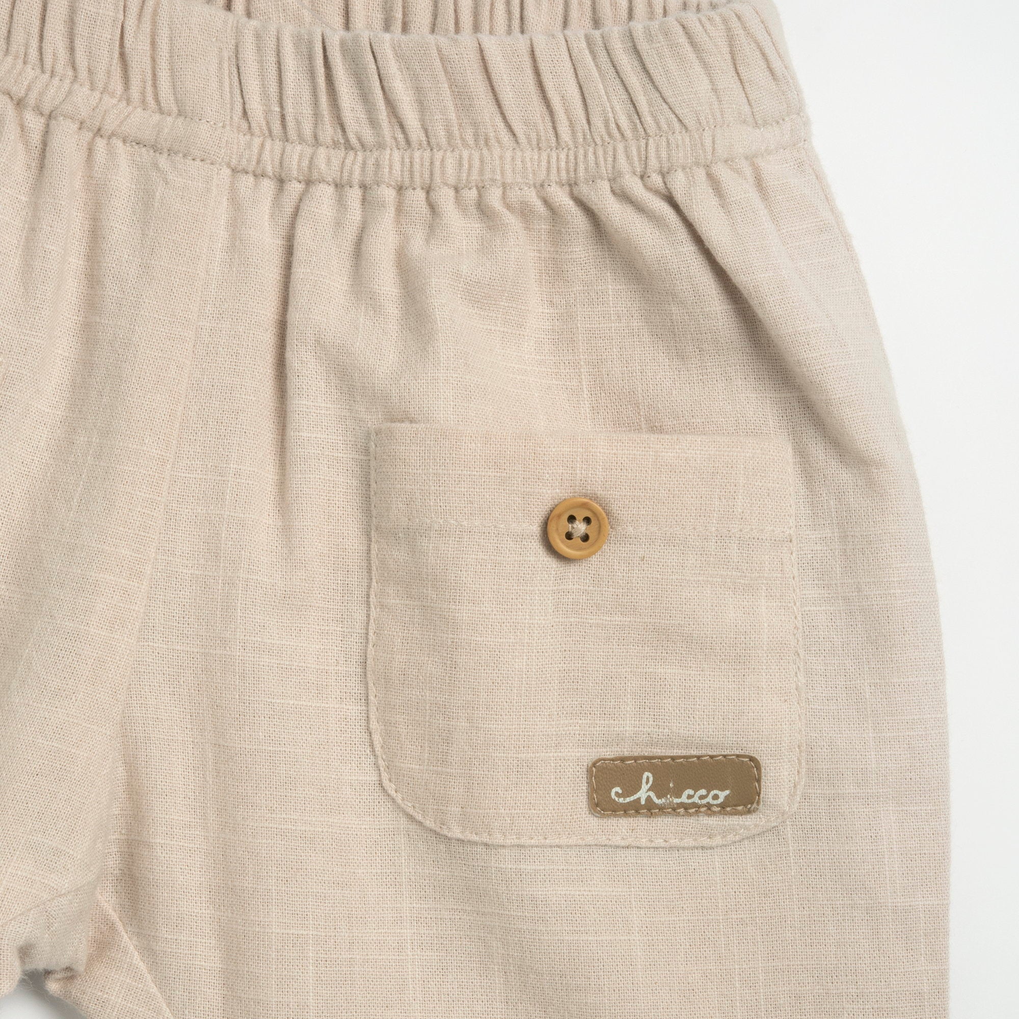 Boys Light Natural Solid Cotton Long Trousers with Regular Fit