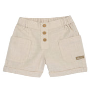 Boys Light Natural Solid Cotton Shorts with Regular Fit