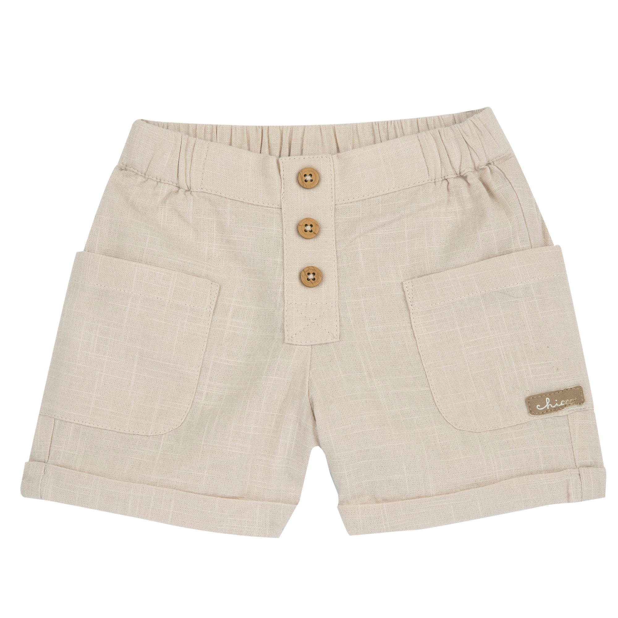 Boys Light Natural Solid Cotton Shorts with Regular Fit