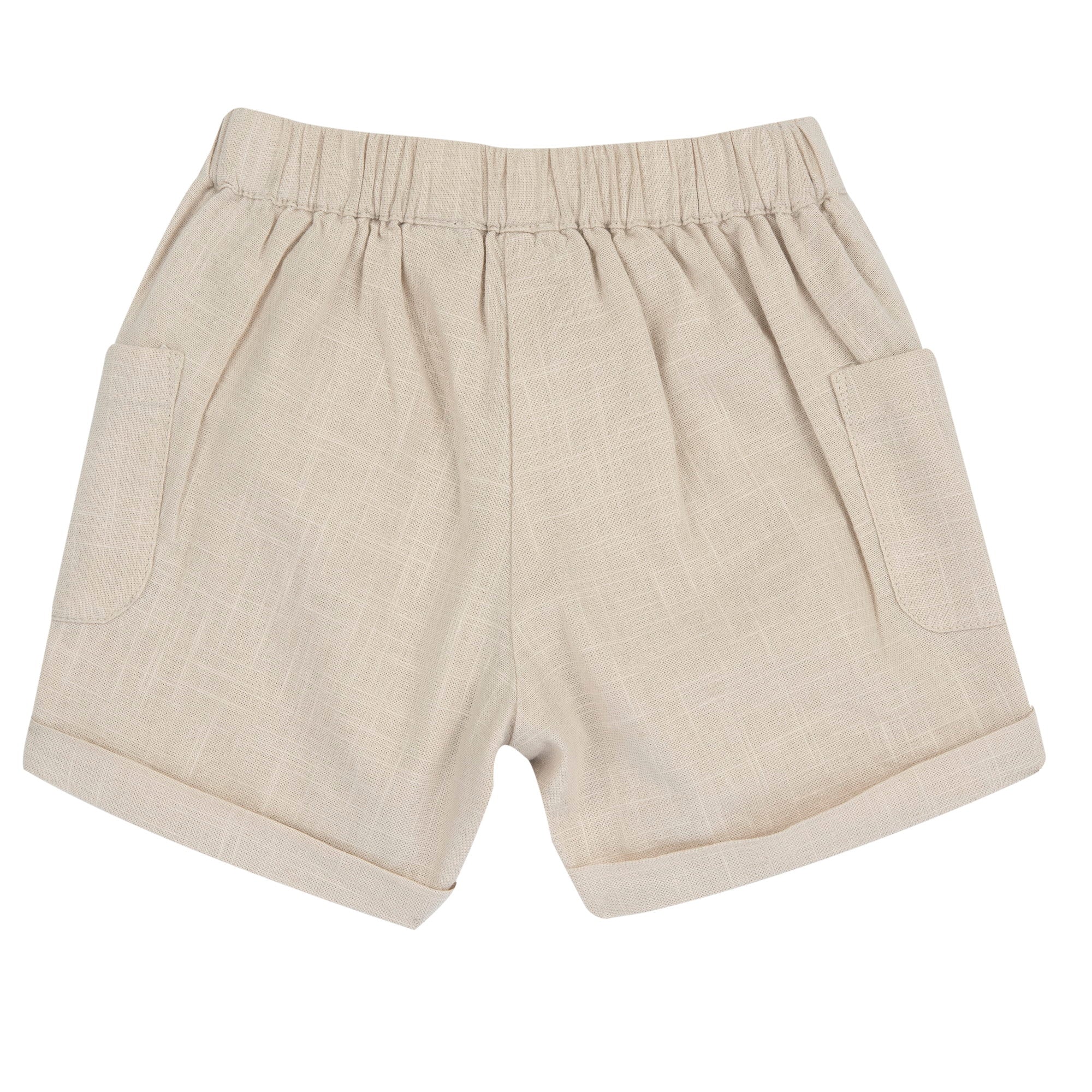 Boys Light Natural Solid Cotton Shorts with Regular Fit