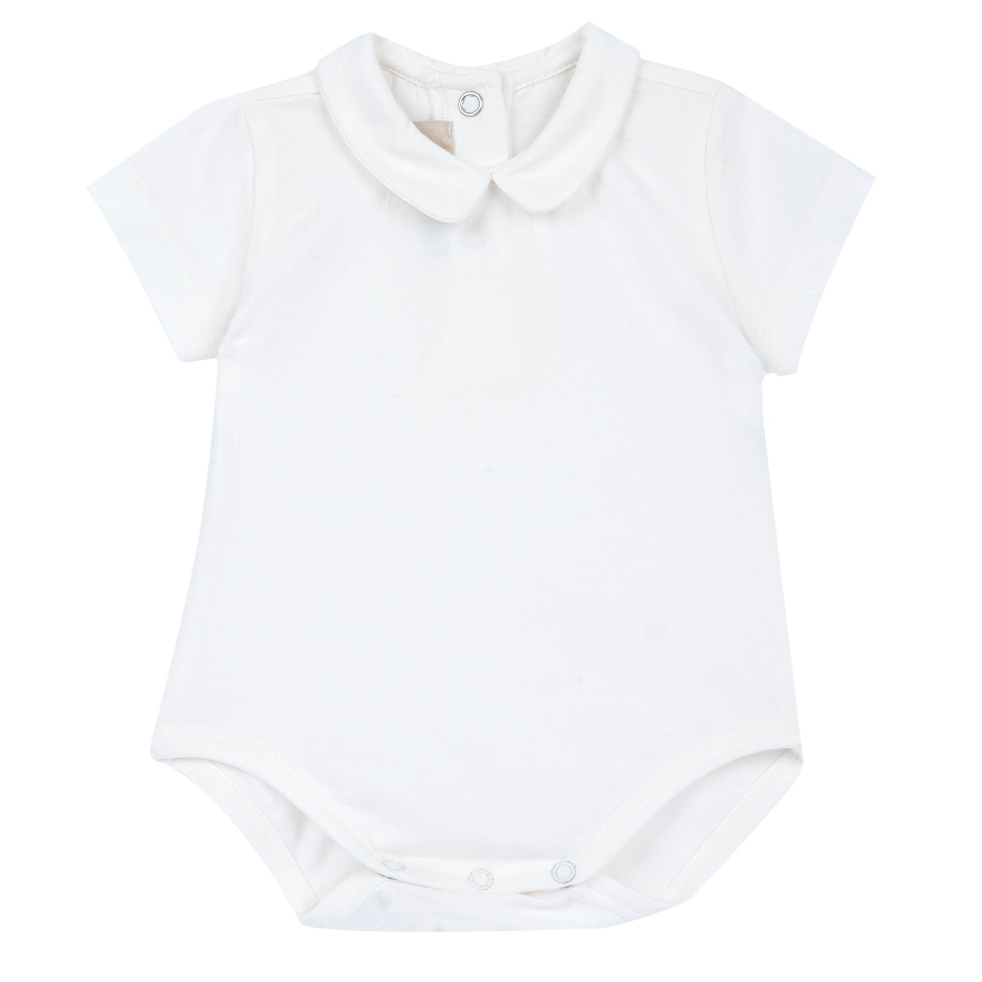 Boys Dark Light Blue Cotton Bodysuit and Short Overalls Set