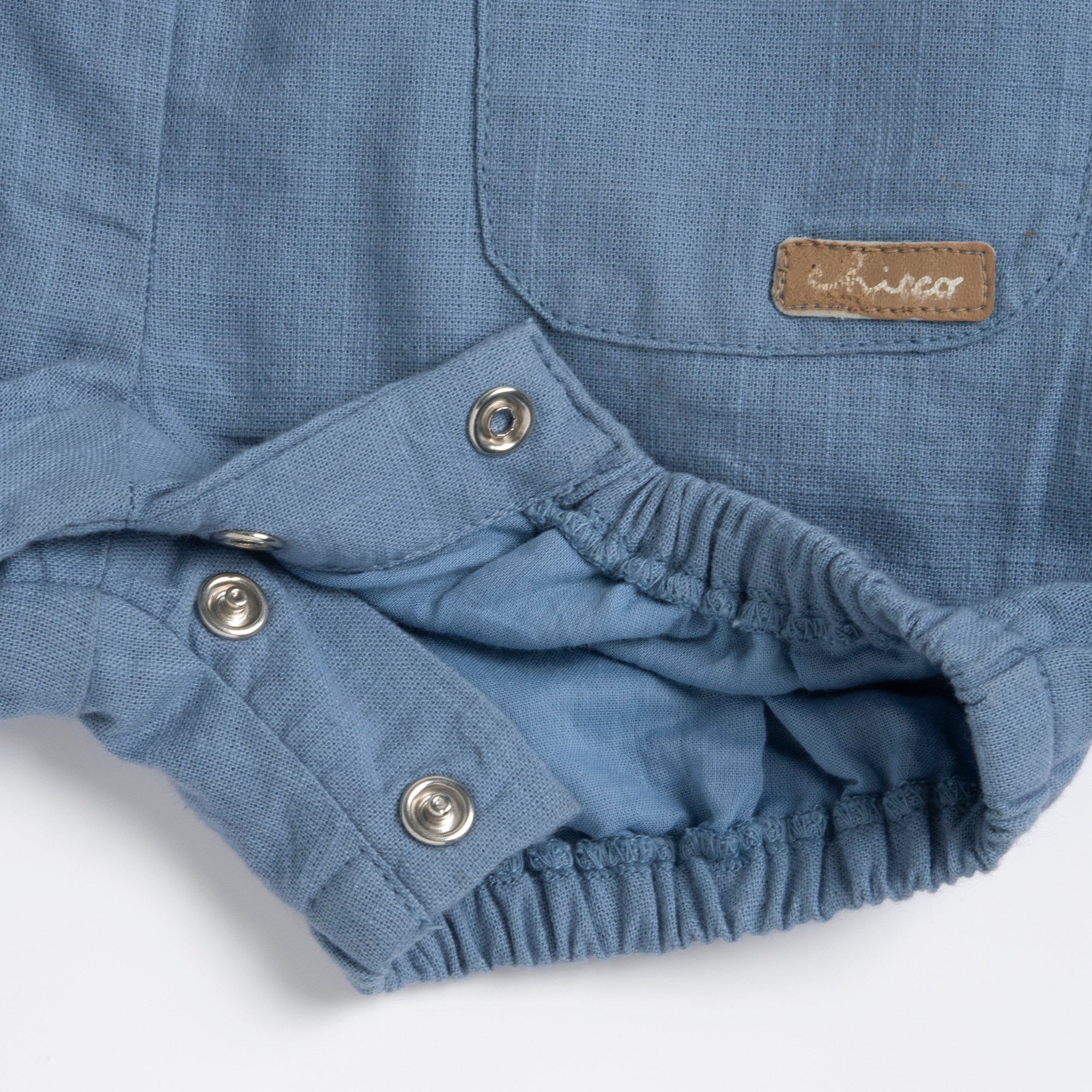 Boys Dark Light Blue Cotton Bodysuit and Short Overalls Set