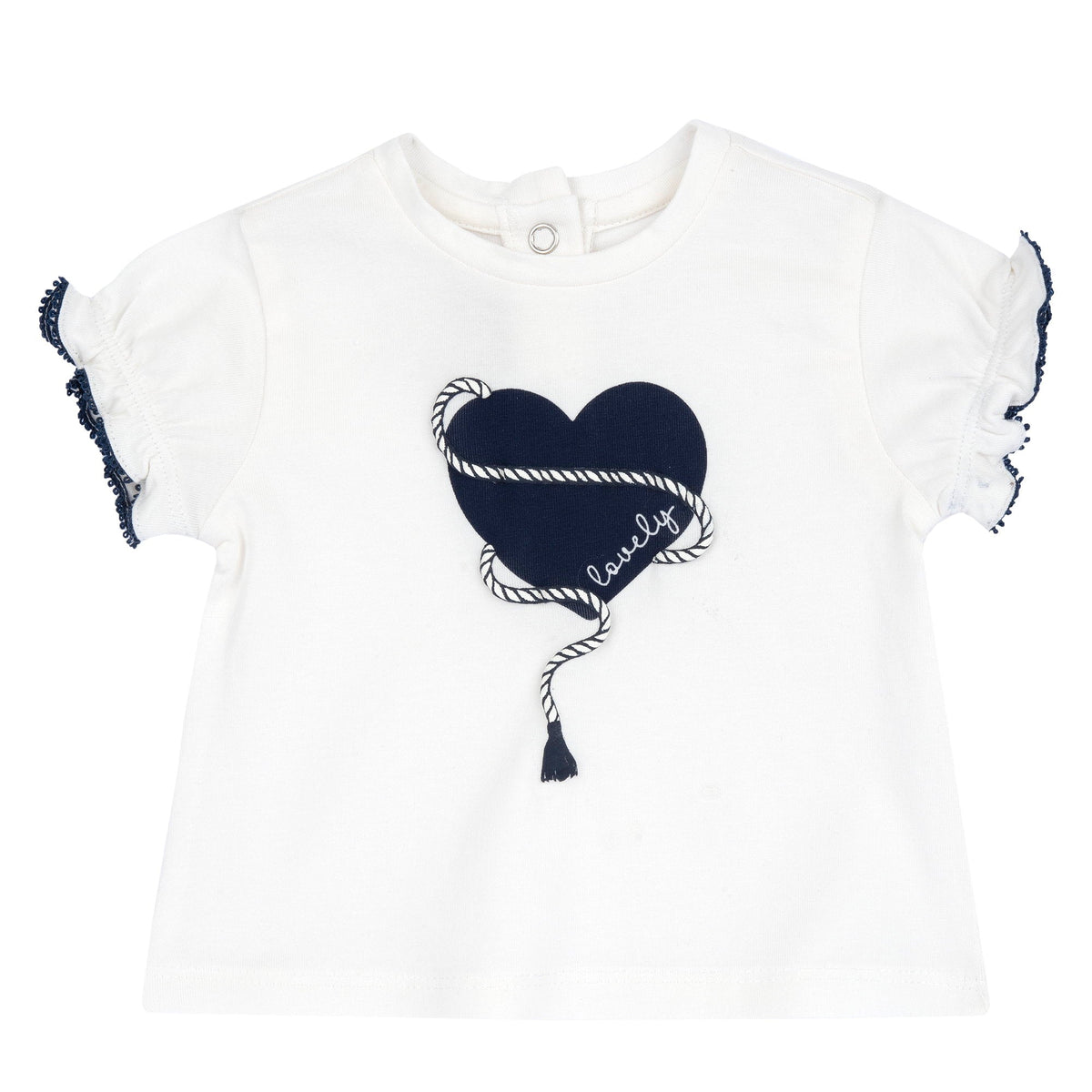 Girls White Embellished Cotton T-Shirt