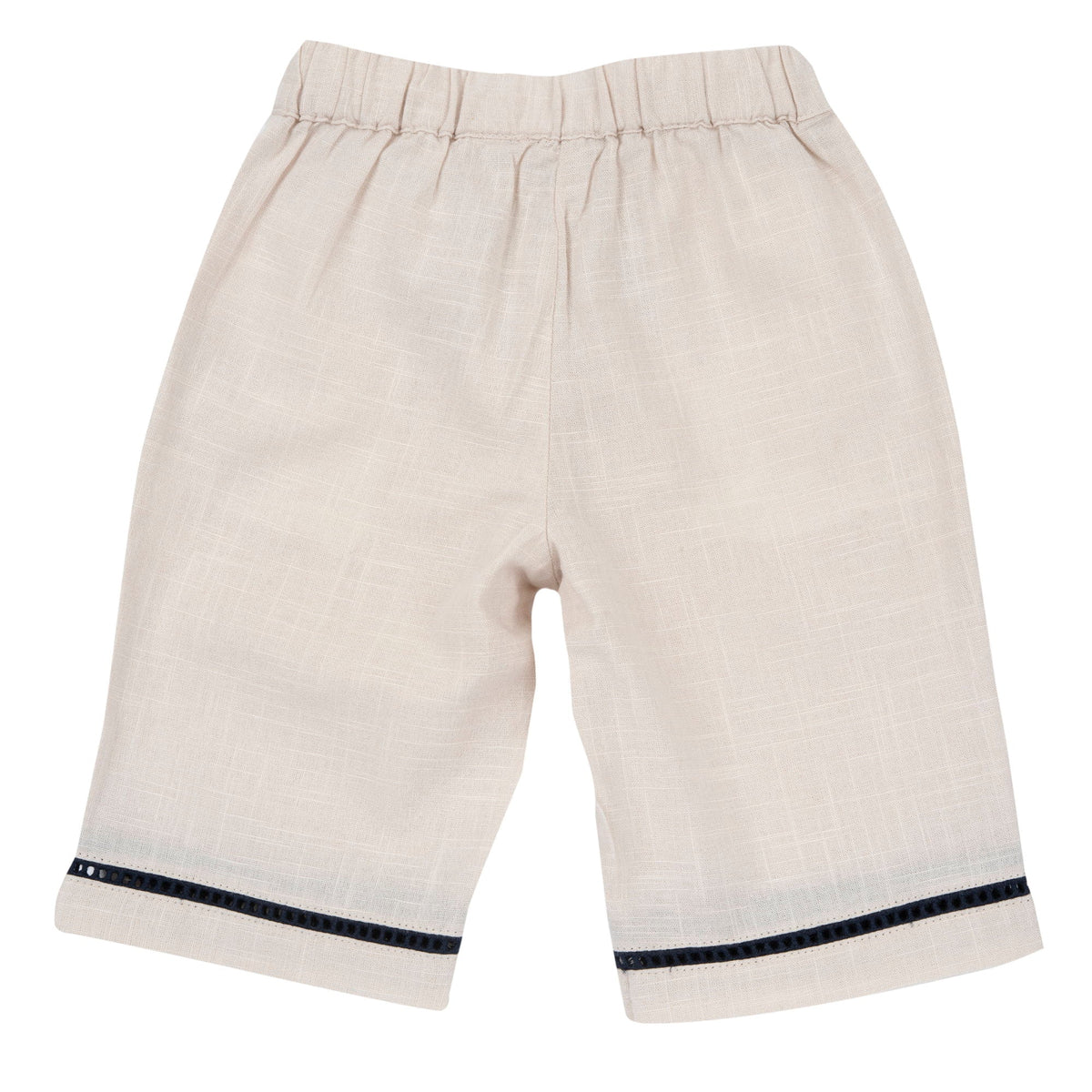 Girls Beige Bow Linen-Effect Cotton Trousers