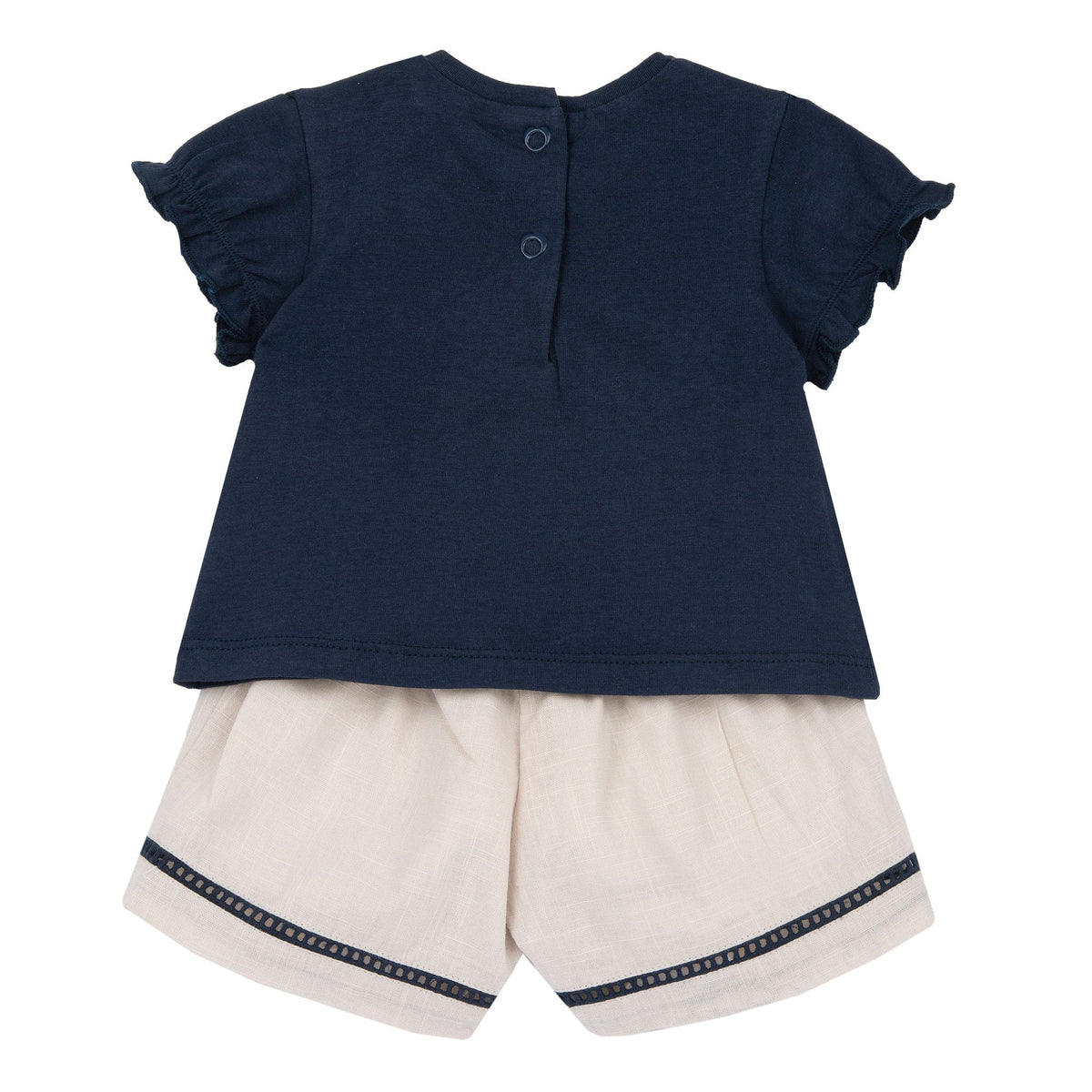 Girls Navy Bow Cotton T-Shirt & Shorts Set