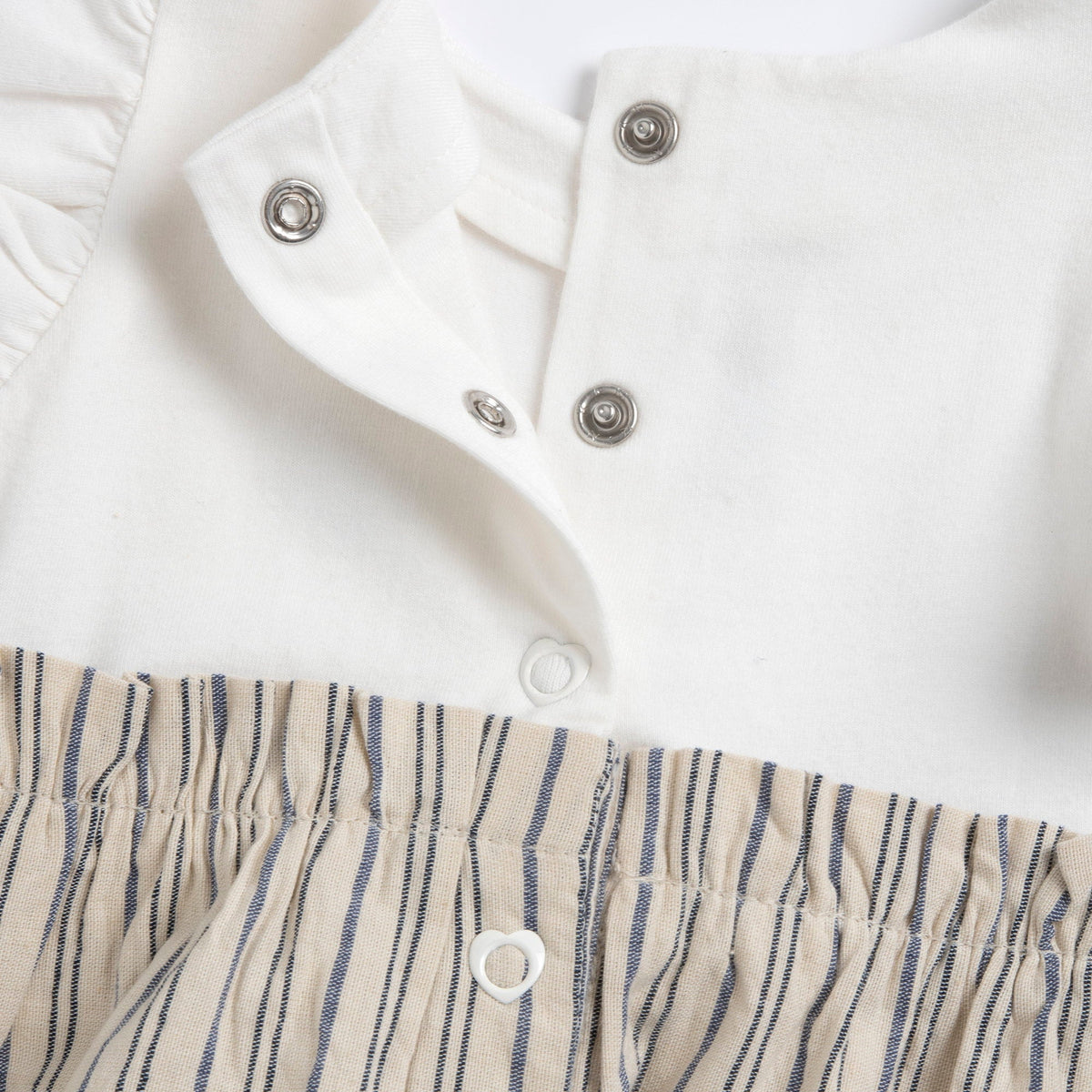Girls Beige Striped Cotton Dress