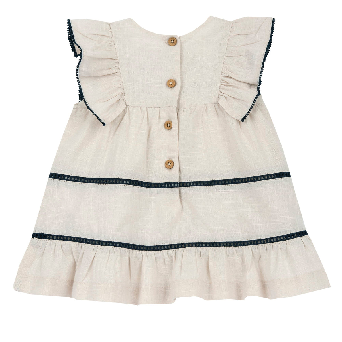 Girls Off White Bow Cotton Dress