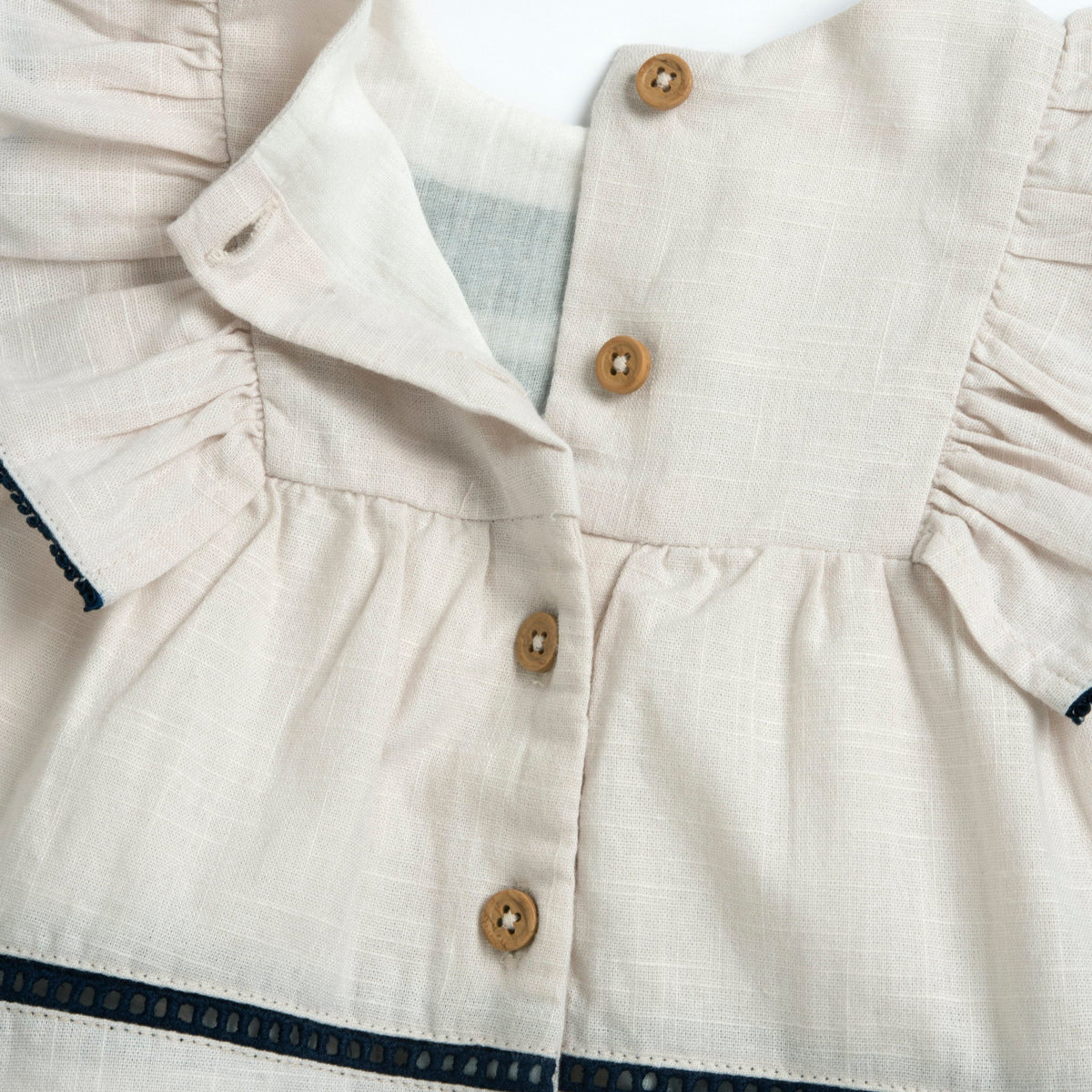 Girls Off White Bow Cotton Dress