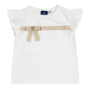 Girls Bronze Embellished Cotton Stretch Cap Sleeve T-Shirt with Regular Fit