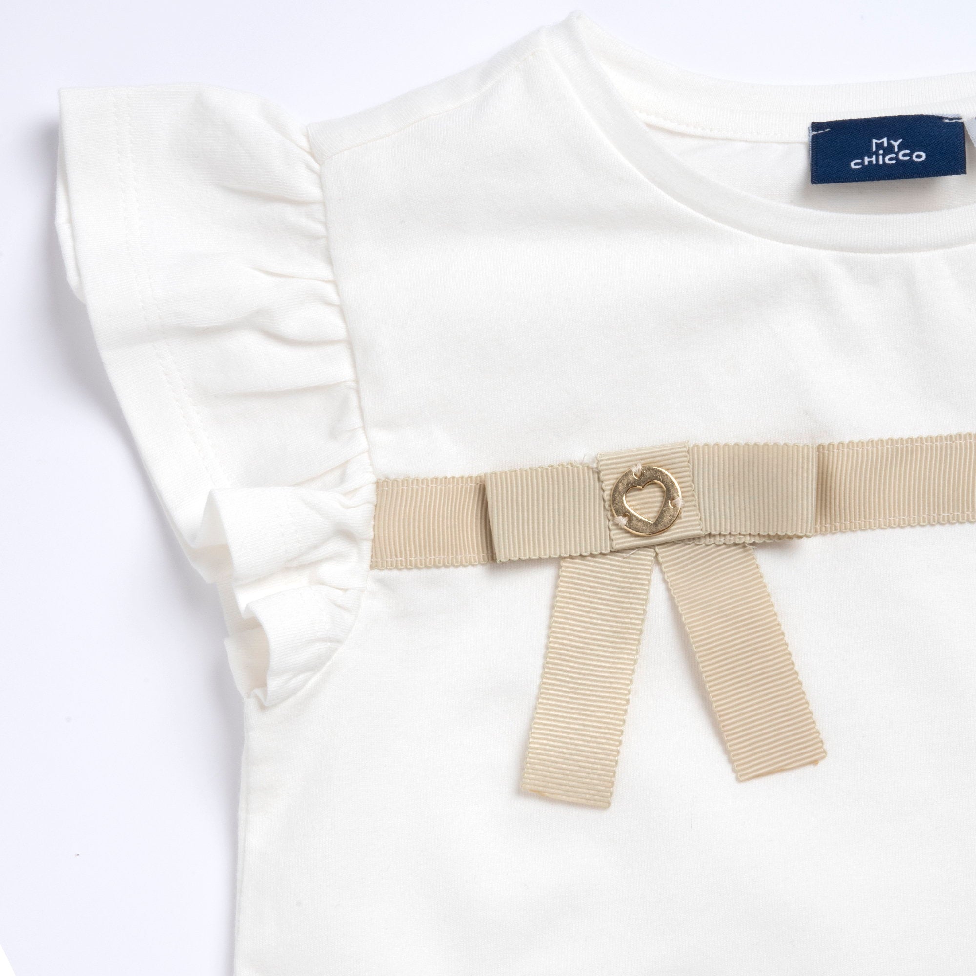 Girls Bronze Embellished Cotton Stretch Cap Sleeve T-Shirt with Regular Fit