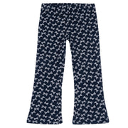 Girls Blue Printed Cotton Stretch Leggings with Regular Fit