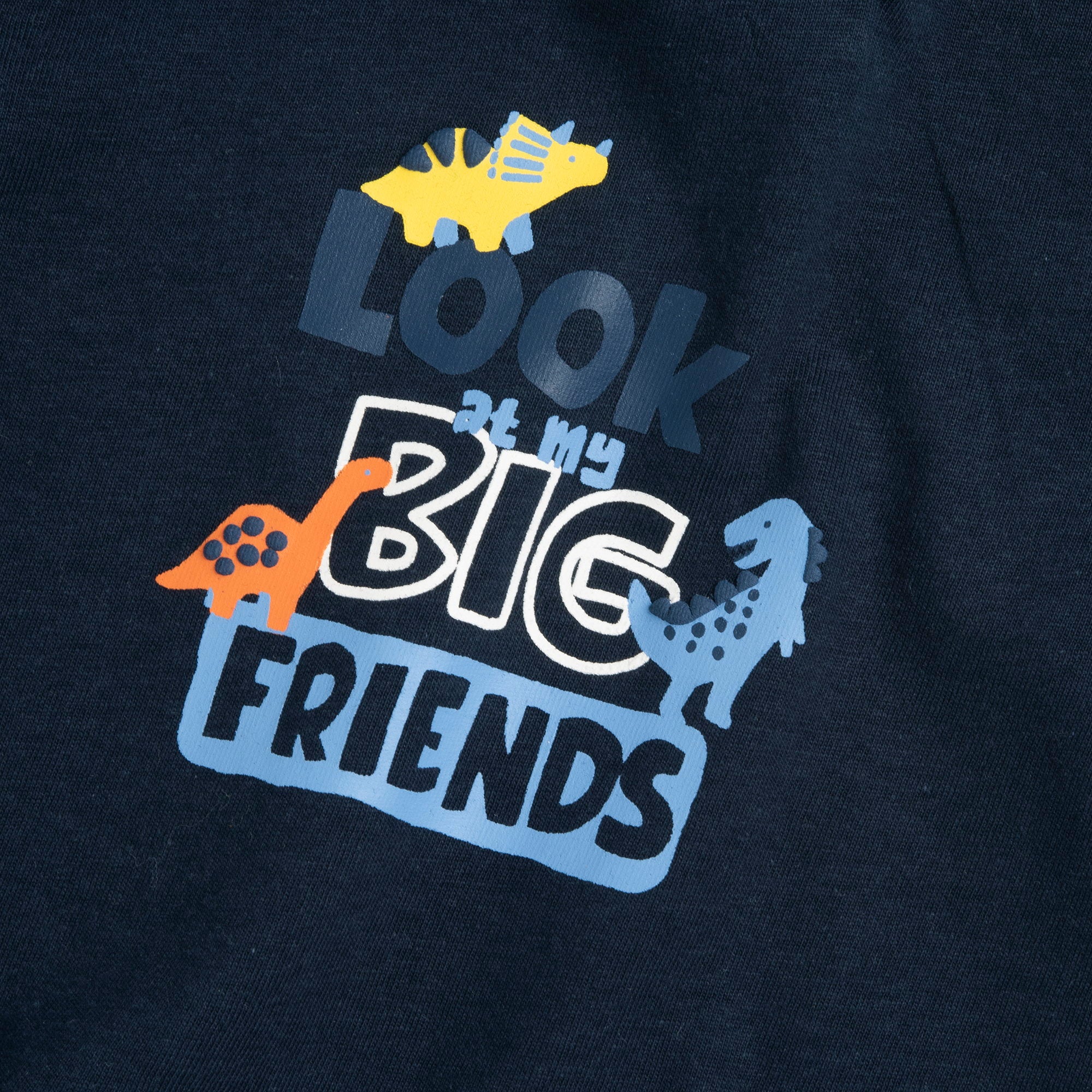 Boys Dark Blue Typography Printed Cotton T-Shirt with Regular Fit