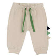 Boys Light Natural Embellished Cotton Long Trousers with Regular Fit