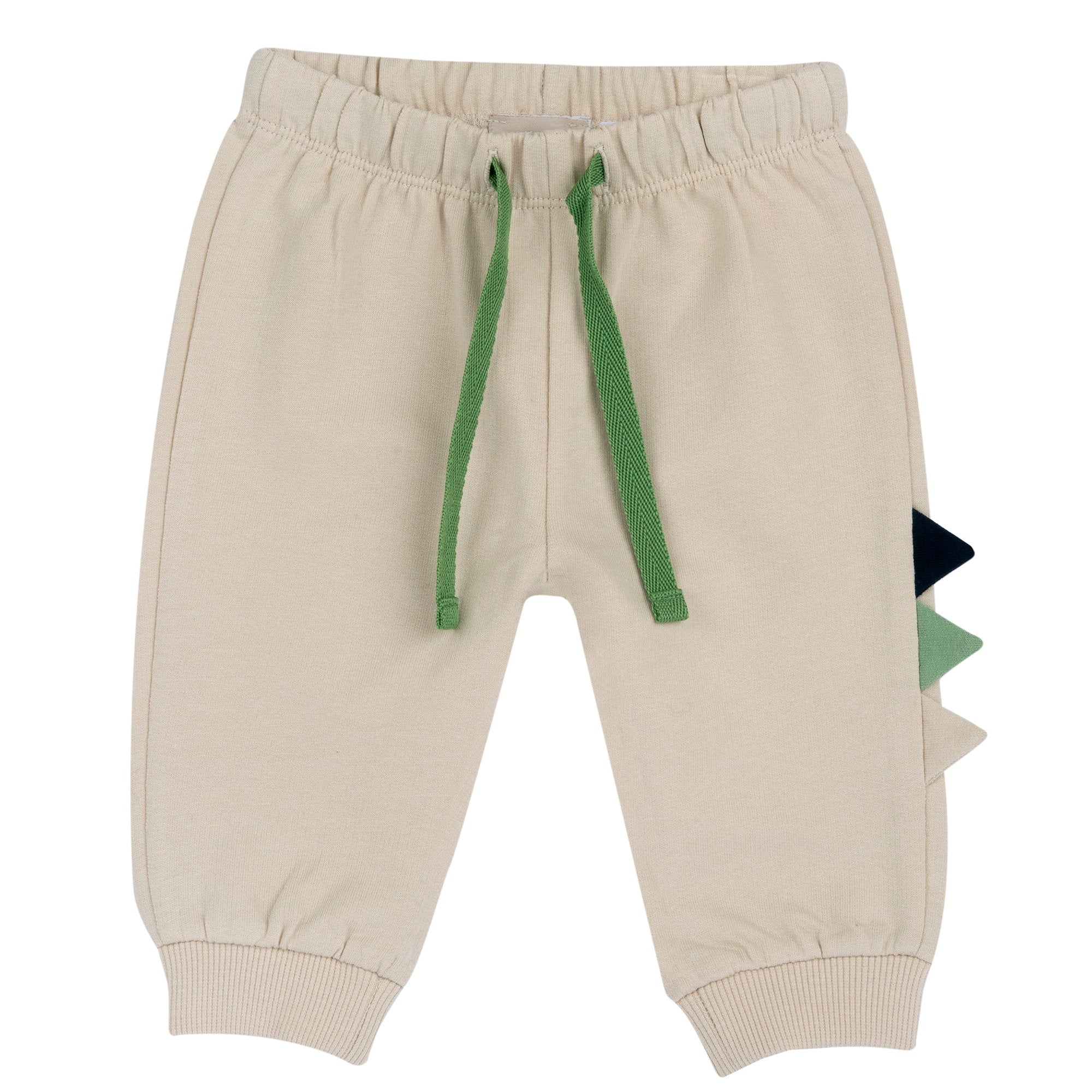 Boys Light Natural Embellished Cotton Long Trousers with Regular Fit
