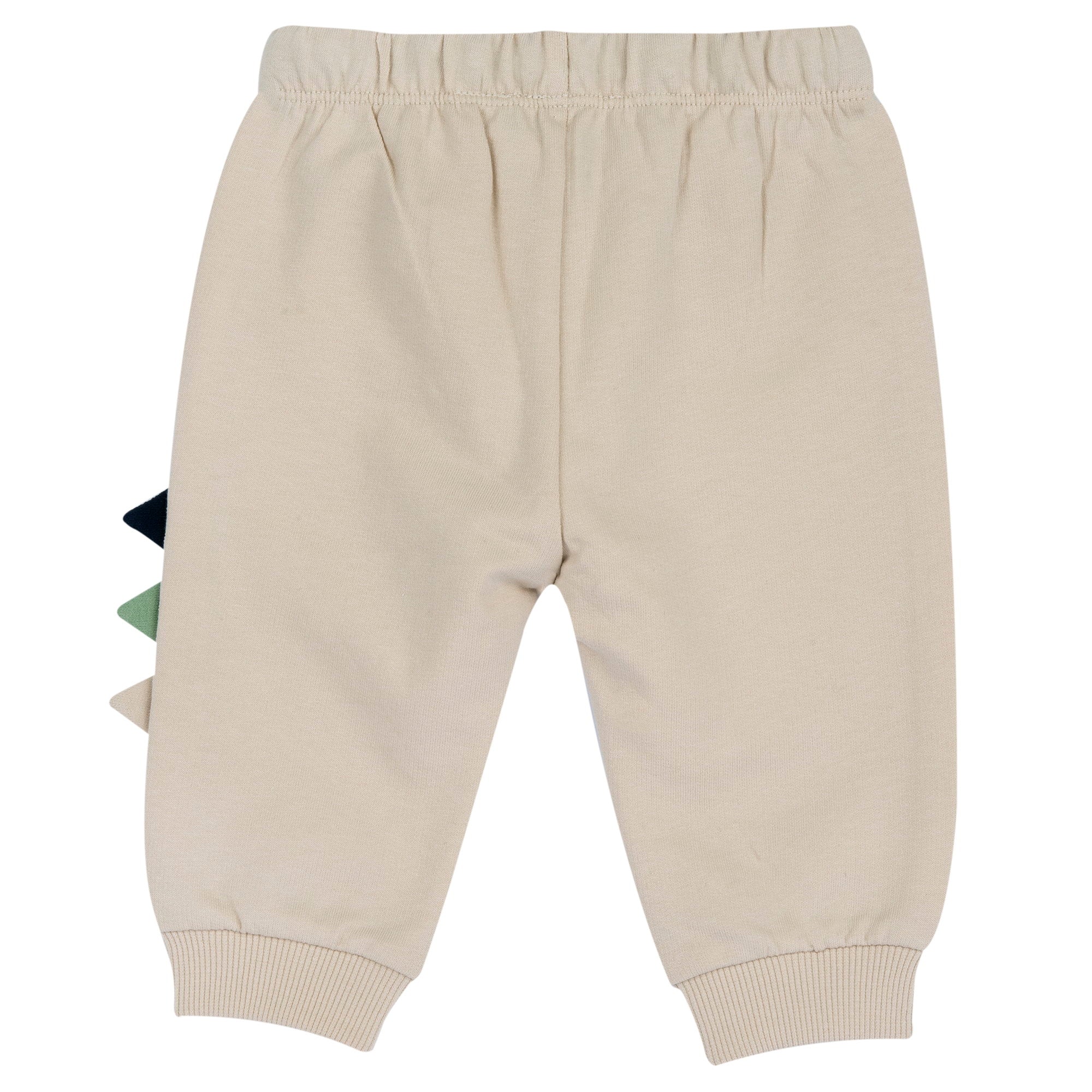 Boys Light Natural Embellished Cotton Long Trousers with Regular Fit