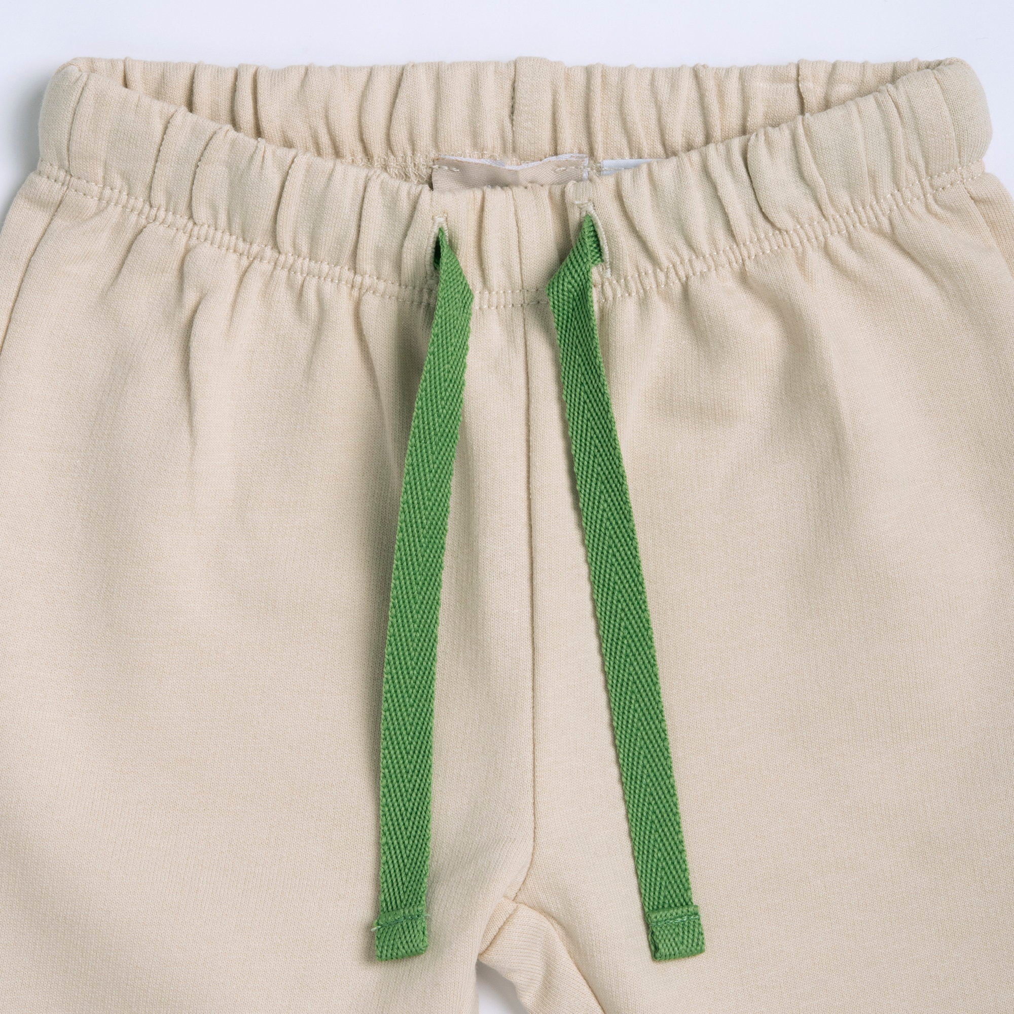 Boys Light Natural Embellished Cotton Long Trousers with Regular Fit