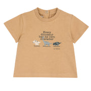Boys Medium Natural Graphic Printed Cotton T-Shirt with Regular Fit