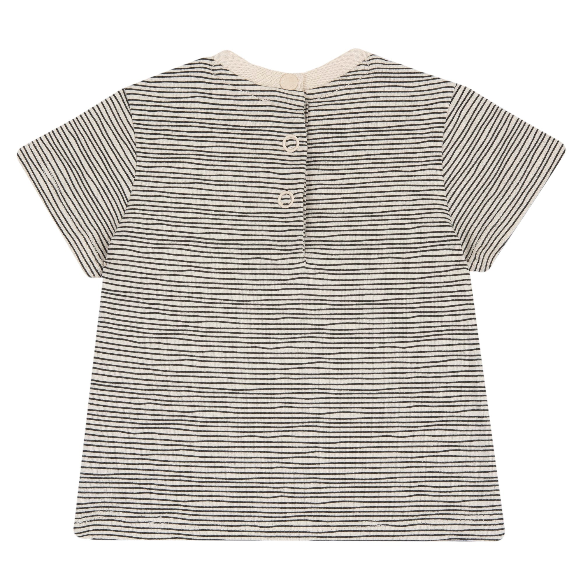 Boys Blue Printed Striped Cotton T-Shirt with Regular Fit