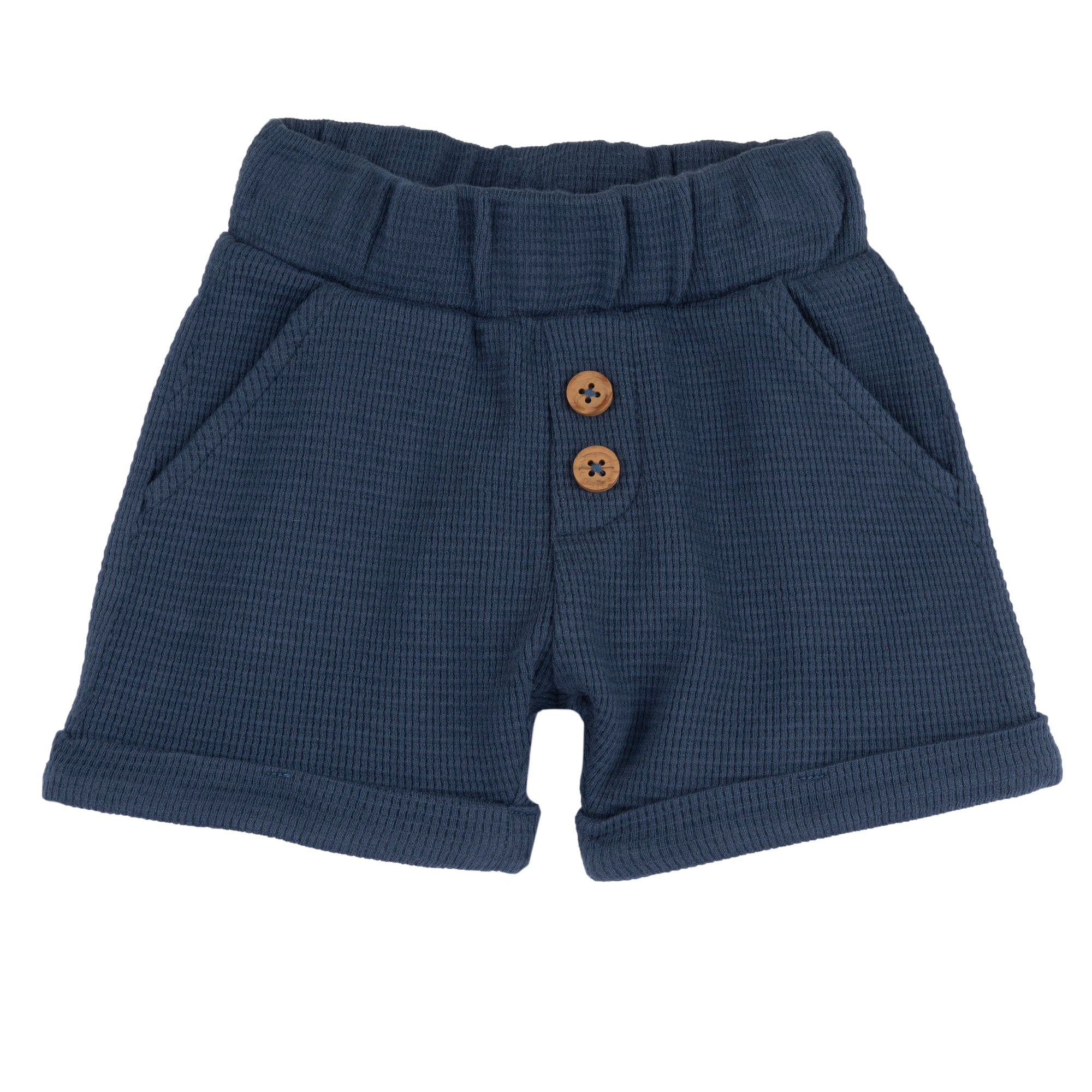 Boys Medium Light Blue Solid Cotton Shorts with Regular Fit