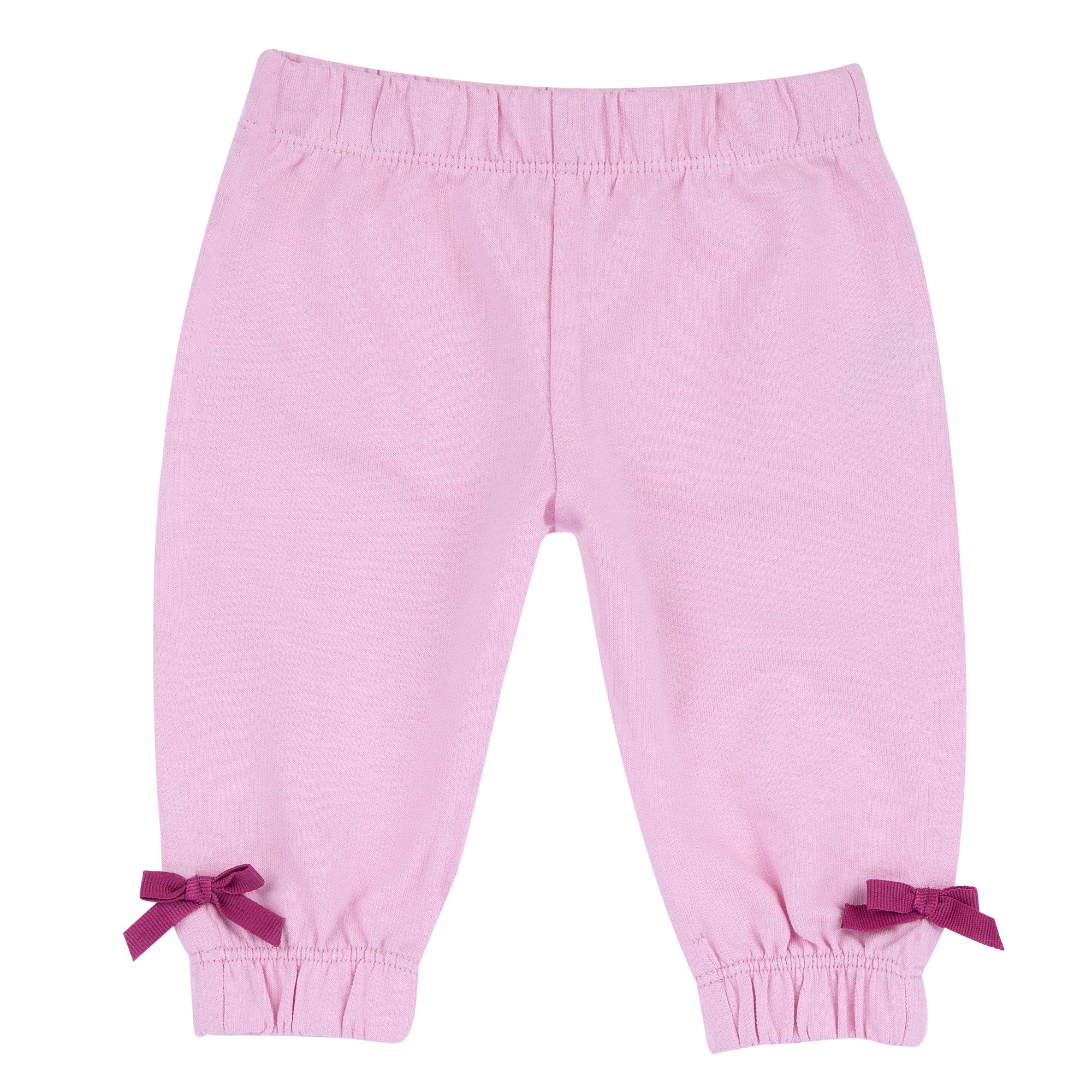 Girls Light Pink Embellished Cotton Long Trousers with Regular Fit