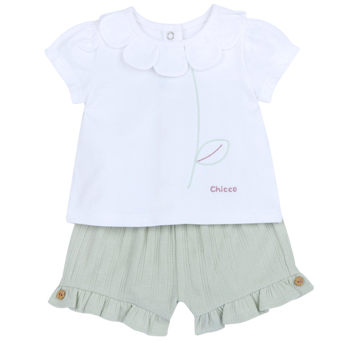 Girls White Graphic Cotton T-Shirt & Shorts Set