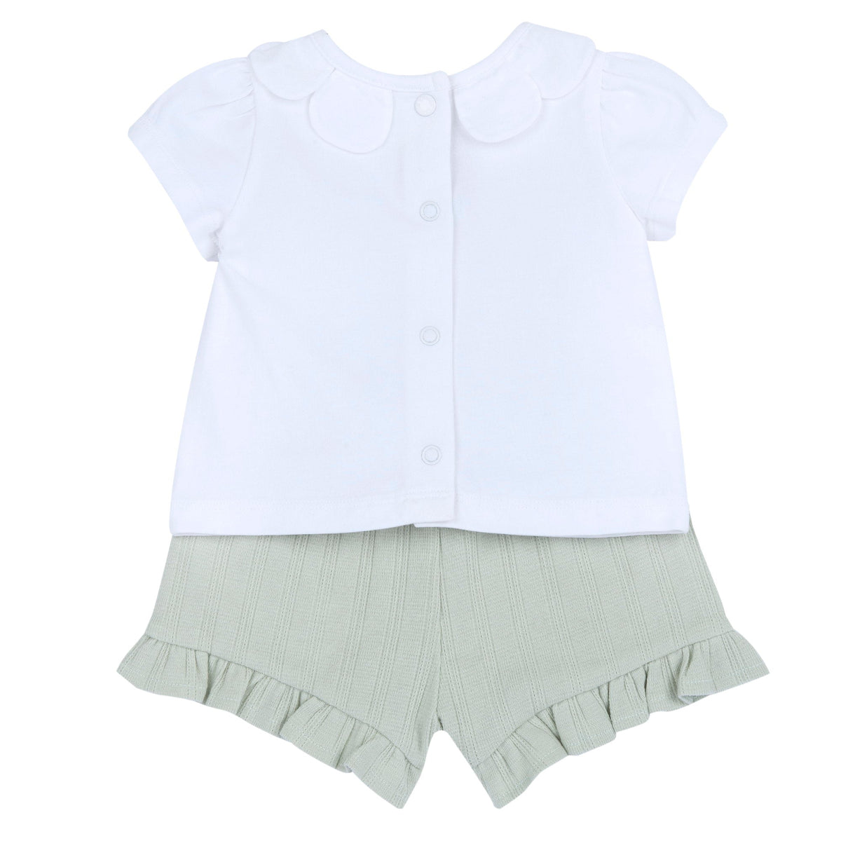 Girls White Graphic Cotton T-Shirt & Shorts Set