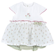 Girls White Graphic Cotton Romper