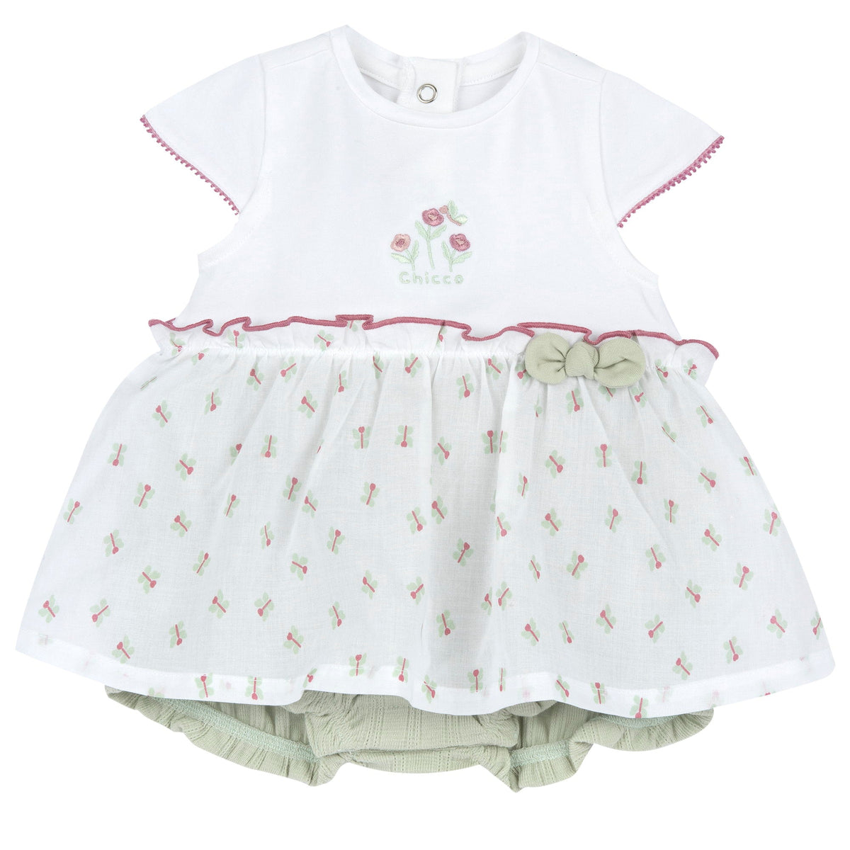 Girls White Graphic Cotton Romper
