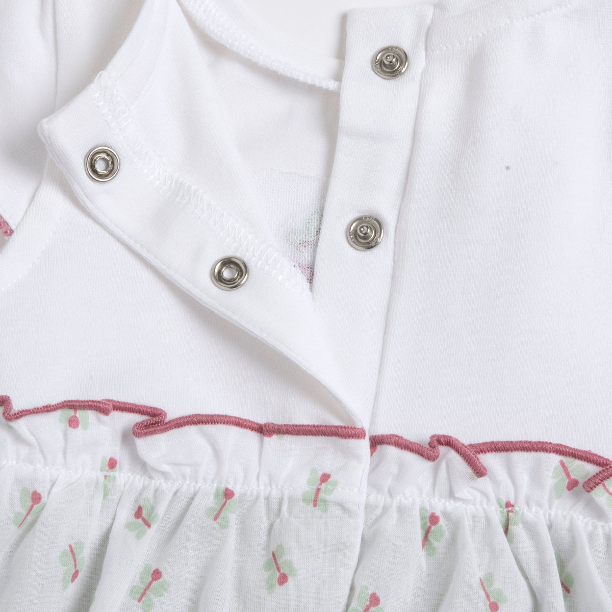 Girls White Graphic Cotton Romper