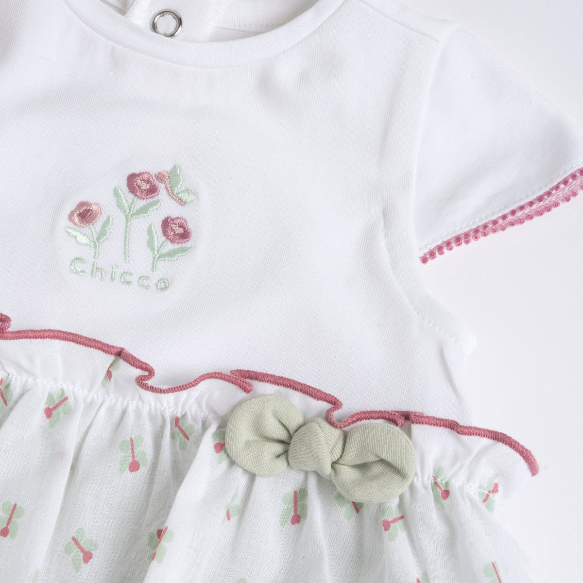 Girls White Graphic Cotton Romper