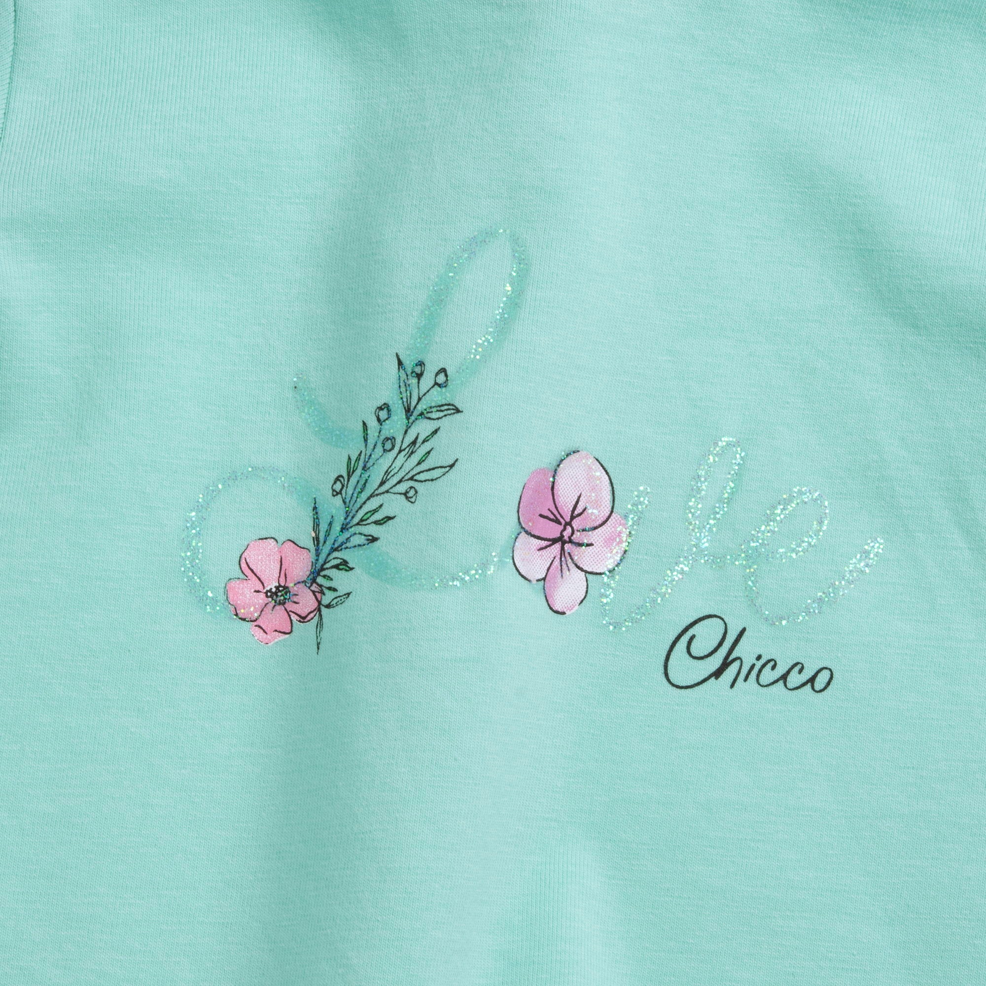 Girls Medium Green Floral Printed Cotton Stretch T-Shirt with Regular Fit