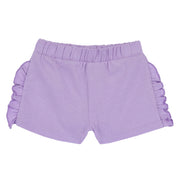 Girls Light Lilac Self Design Cotton Stretch Shorts with Regular Fit