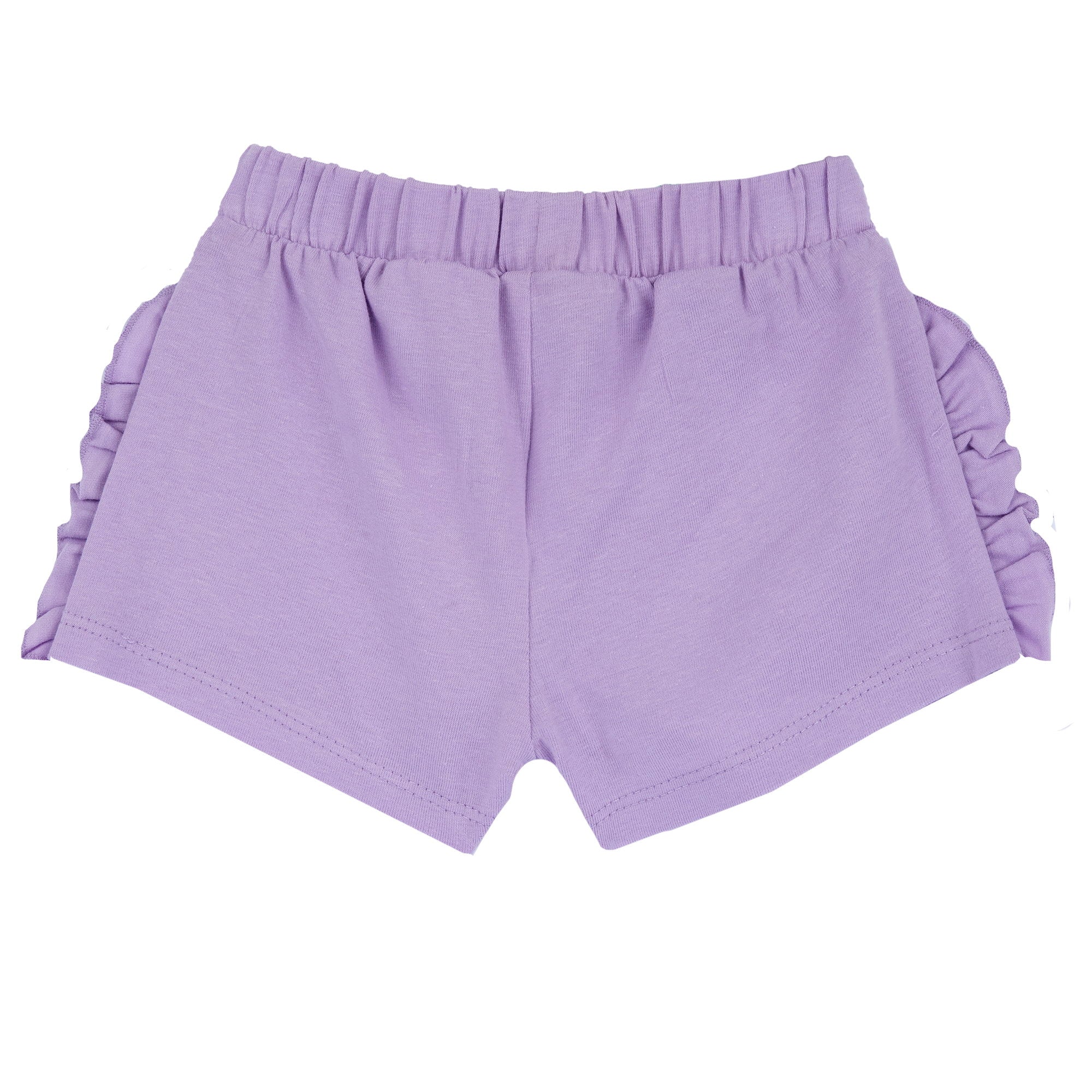 Girls Light Lilac Self Design Cotton Stretch Shorts with Regular Fit