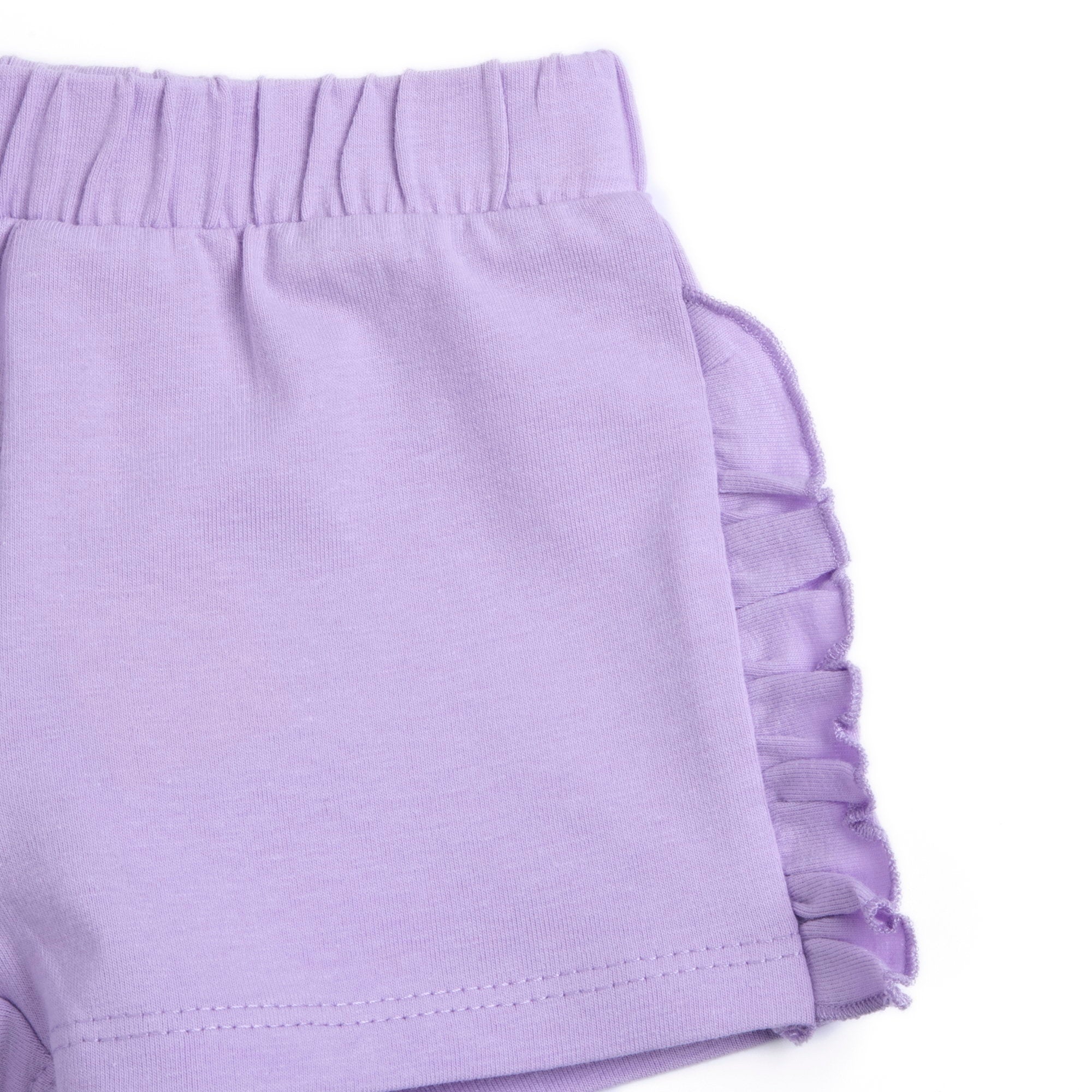 Girls Light Lilac Self Design Cotton Stretch Shorts with Regular Fit