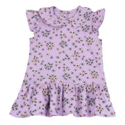 Girls Light Lilac Floral Printed Cotton Stretch A-Line Dress