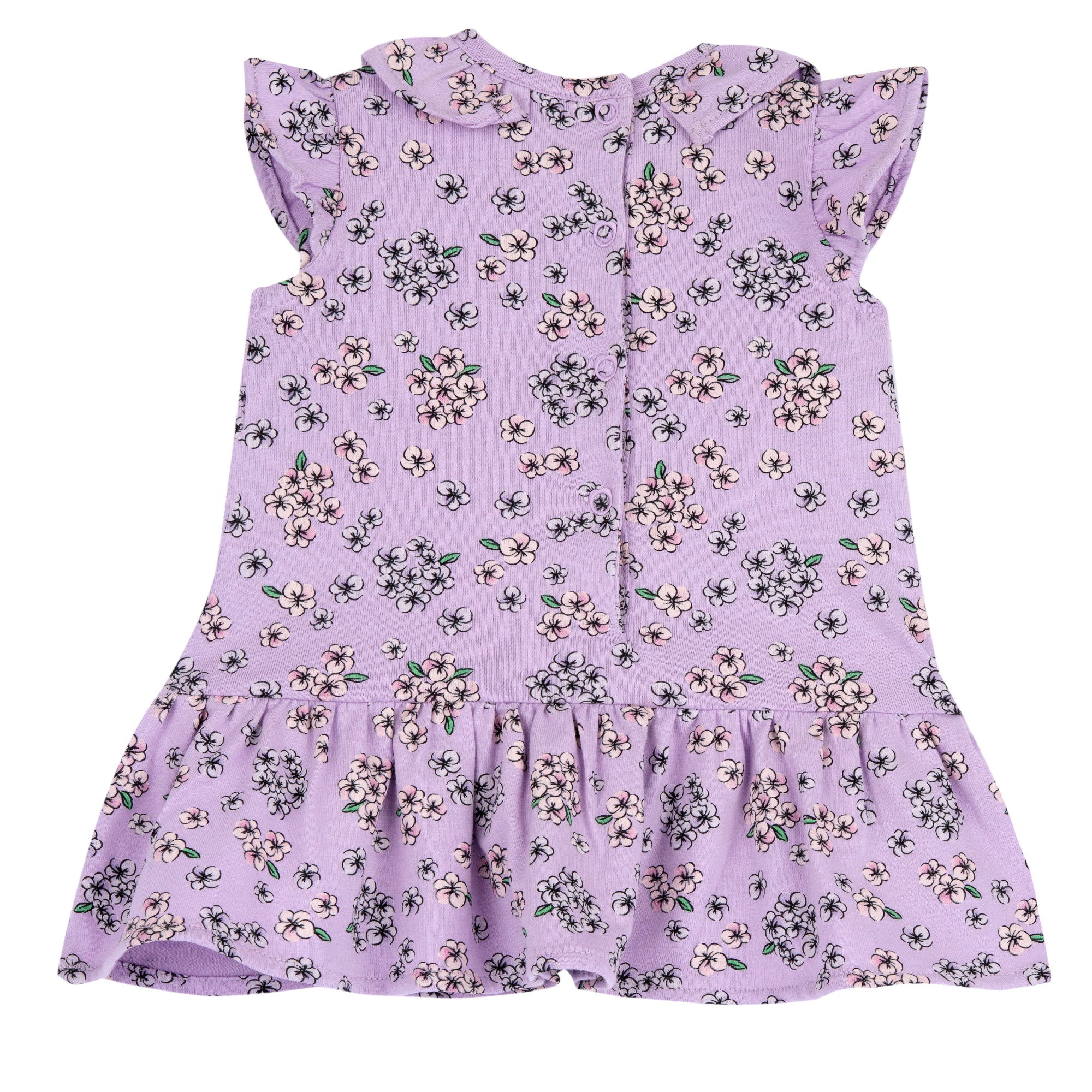 Girls Light Lilac Floral Printed Cotton Stretch A-Line Dress