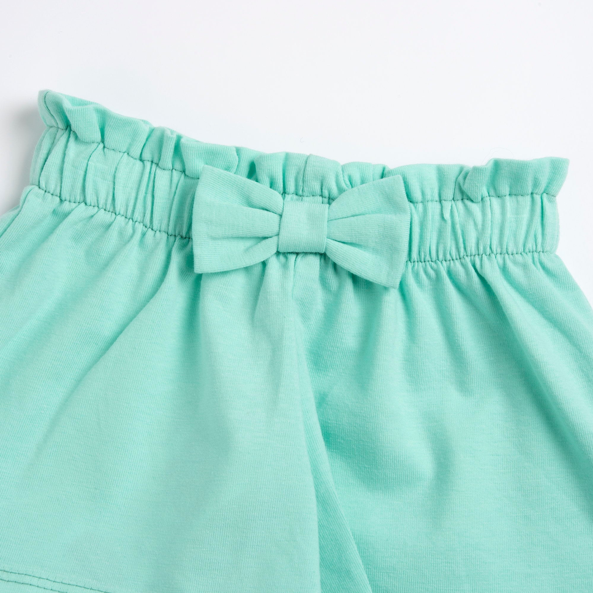 Girls White Printed Cotton Stretch T-Shirt and Shorts Set