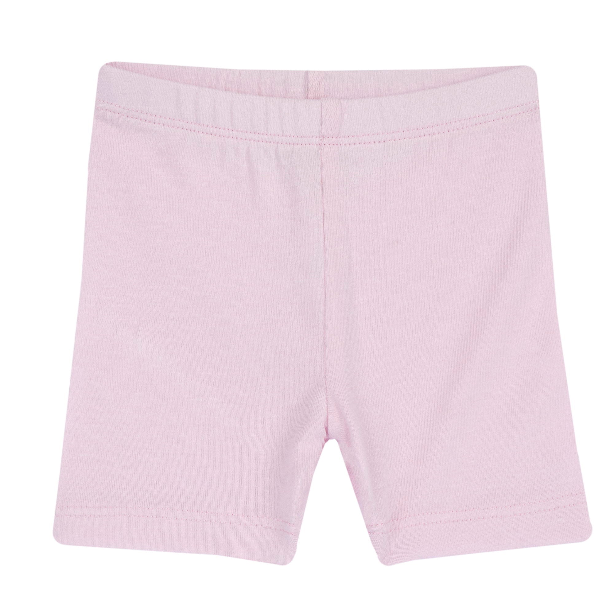 Girls Light Lilac Floral Printed Cotton Stretch T-Shirt and Shorts Set