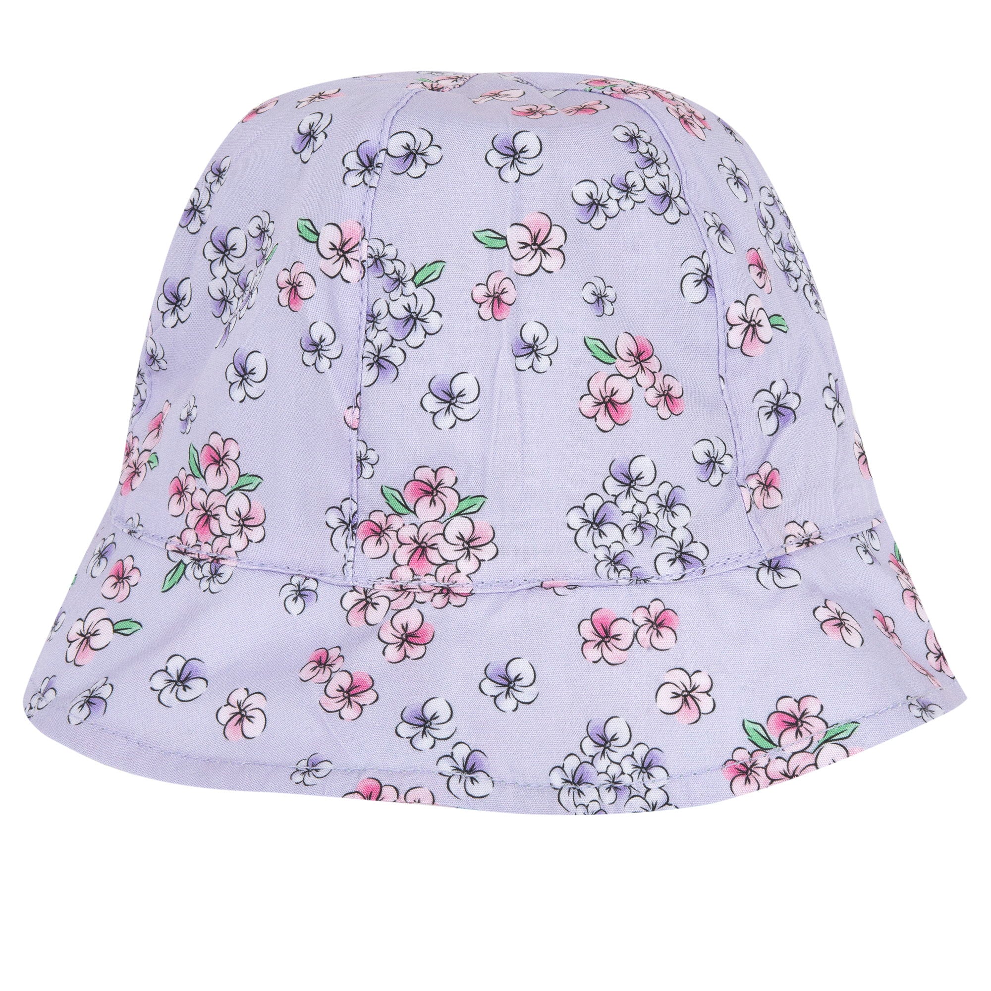 Girls Medium Green Floral Printed Reversible Cotton Hat